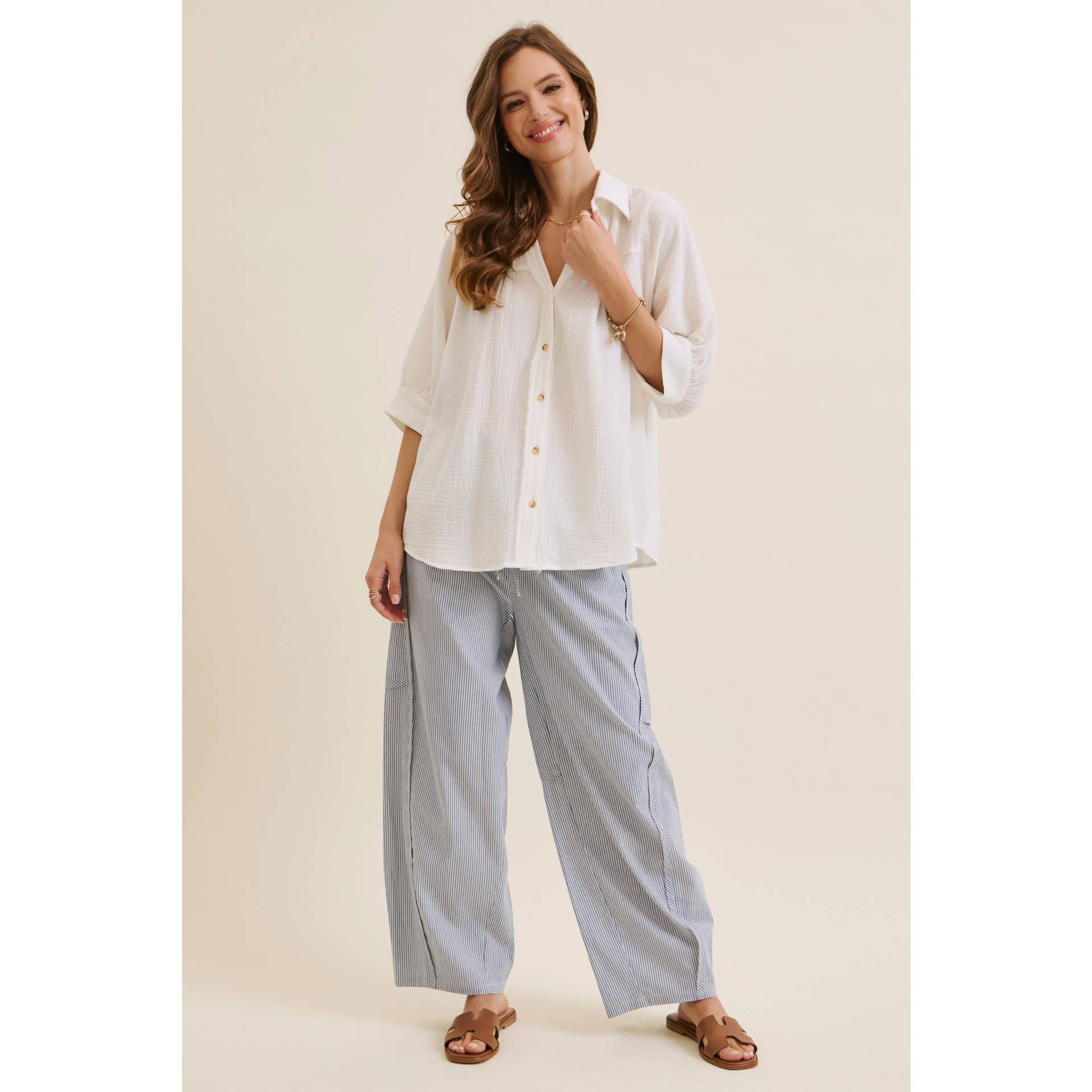 Maya Striped Barrel Pants