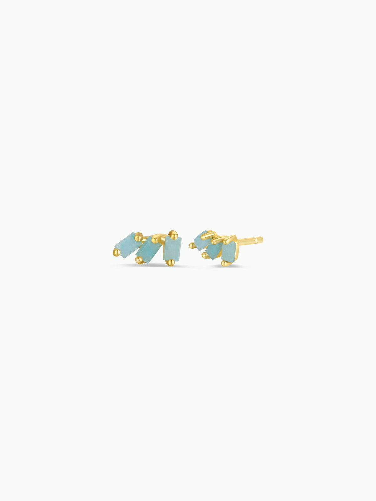 Gold Offset Trio Amazonite Earrings