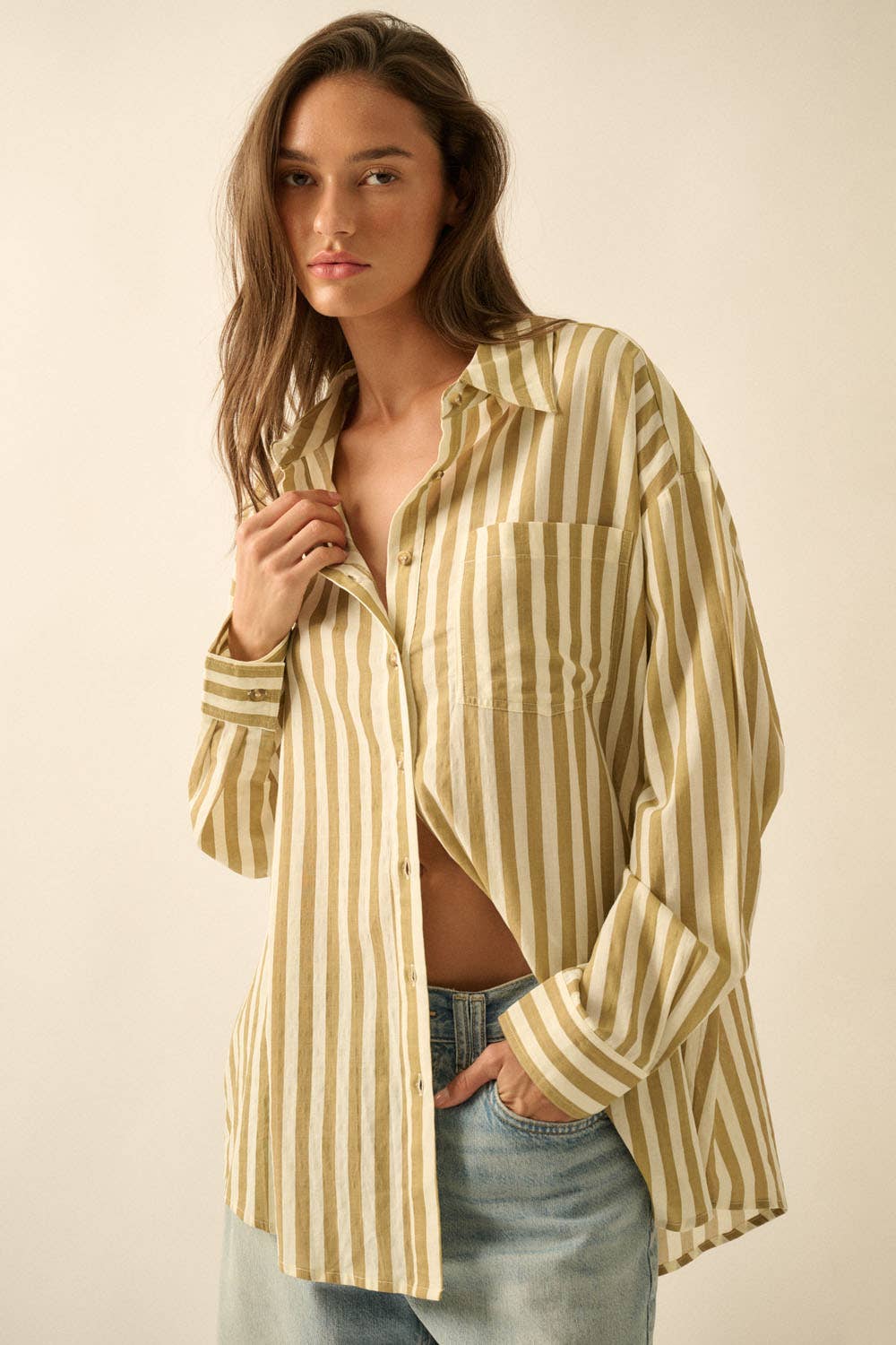 Savannah Oversized Striped Button Down
