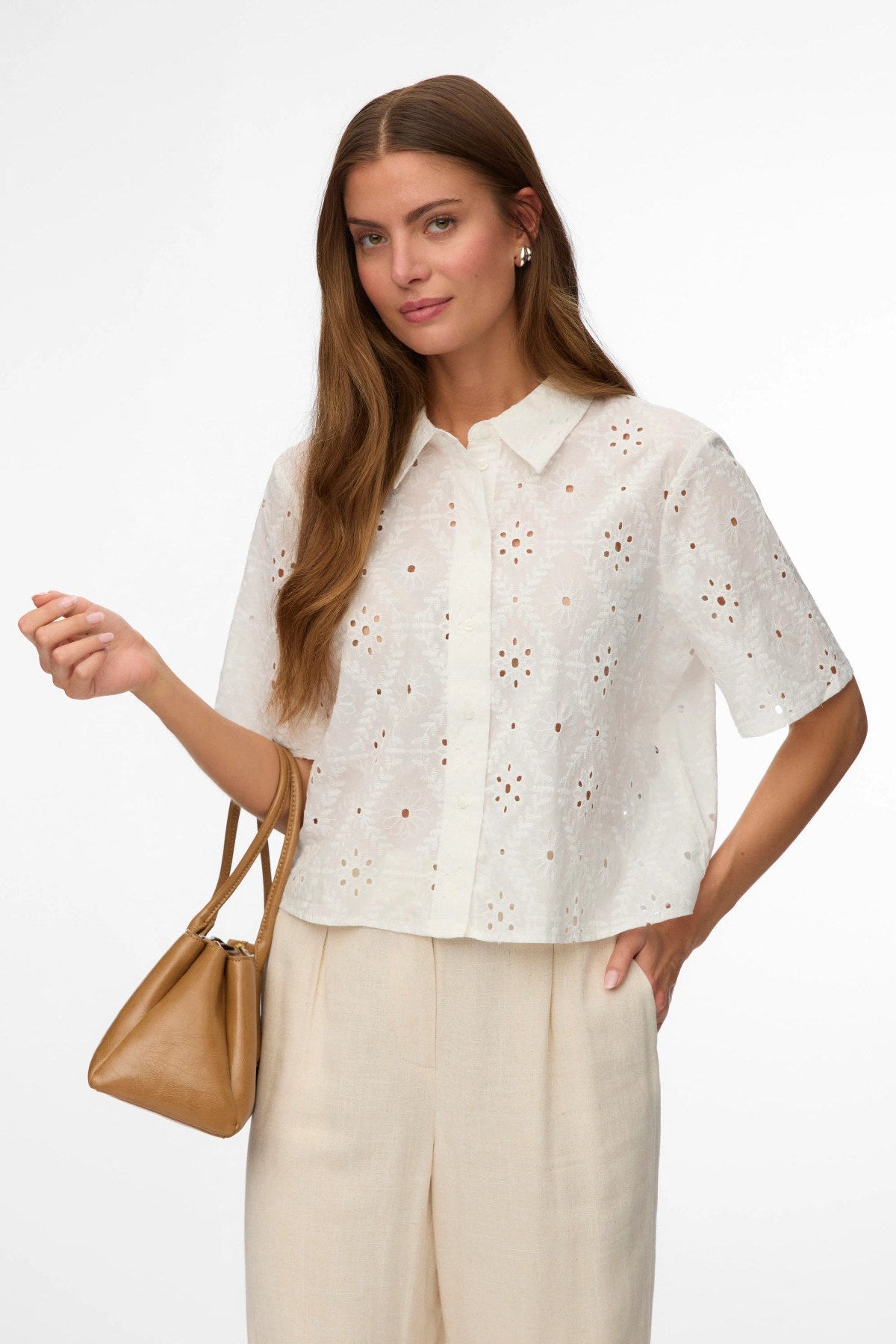VMELIZA SHORT 2/4 SLEEVE SHIRT WVN NOOS - Snow White