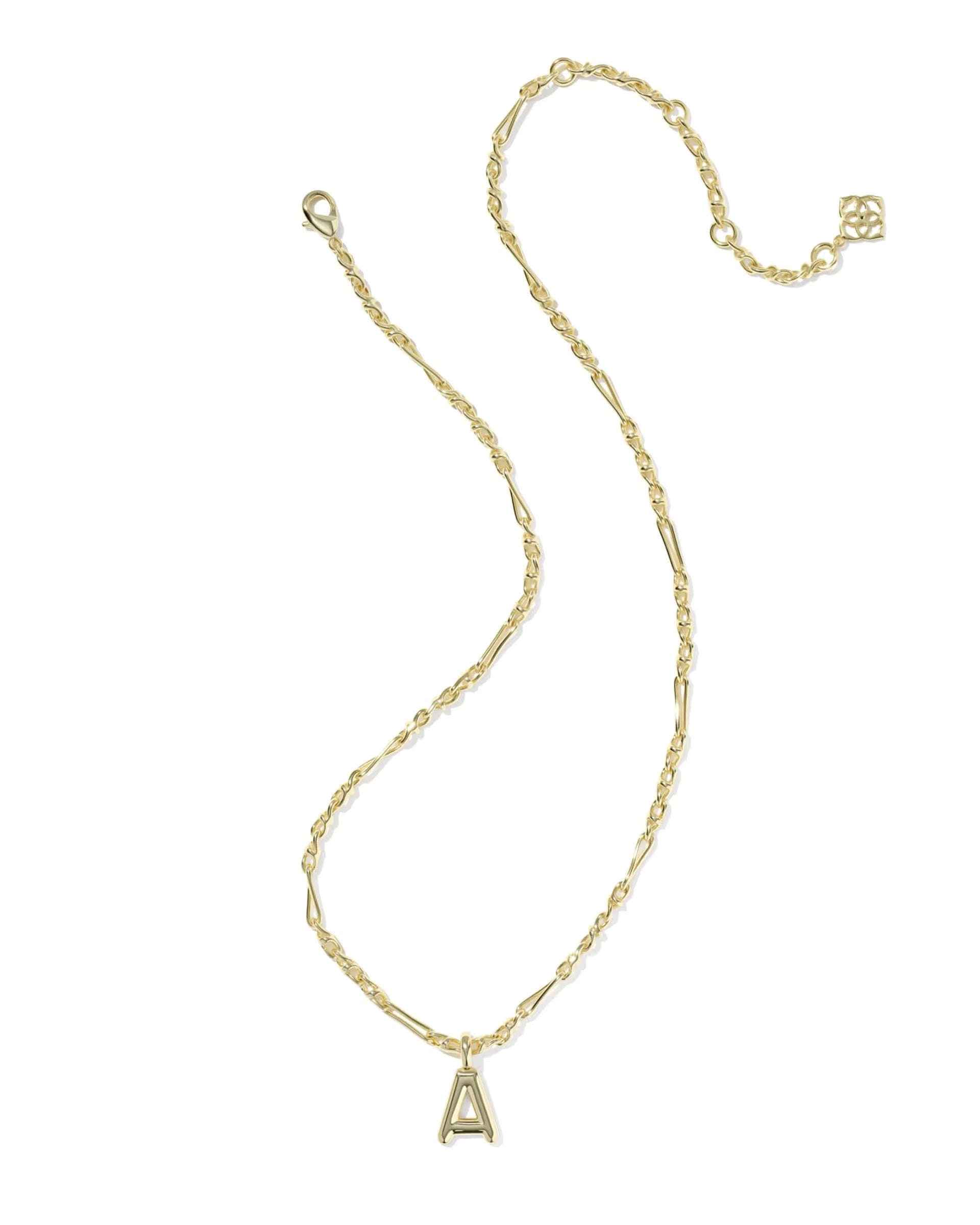 Bubble Letter Gold Short Pendant Necklace
