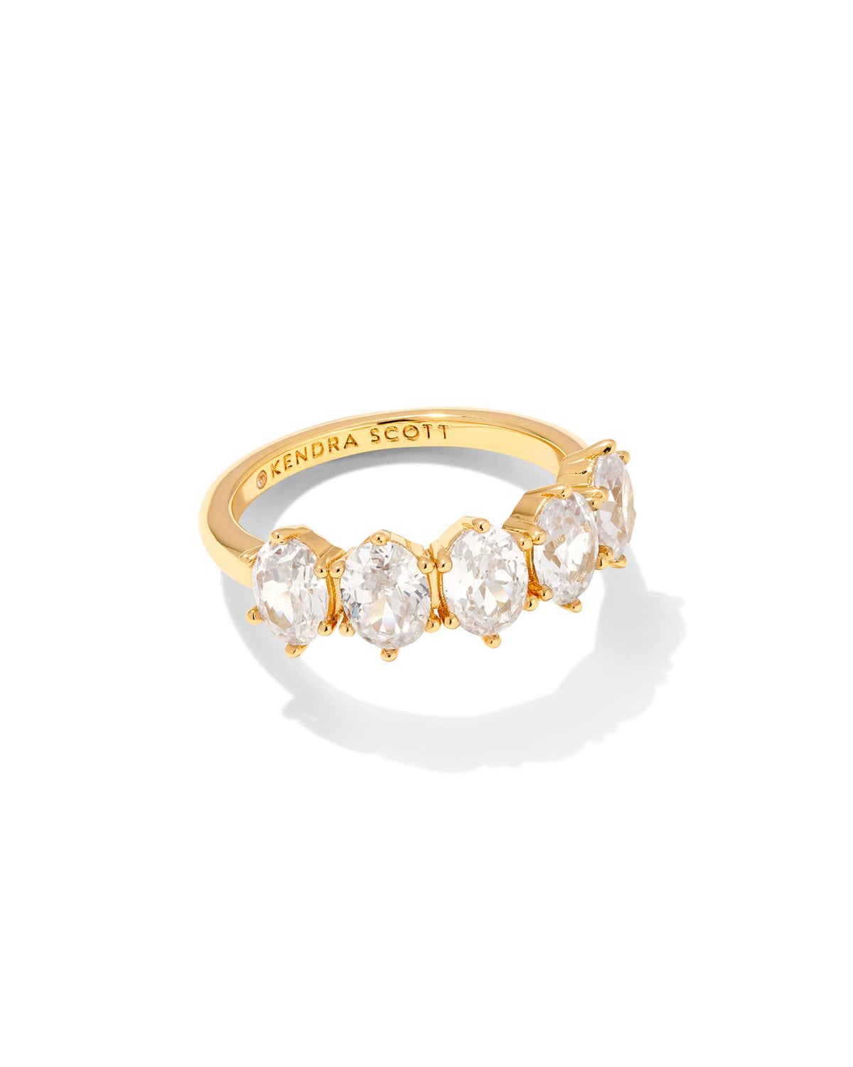 Cailin Gold Band Ring - White Crystal