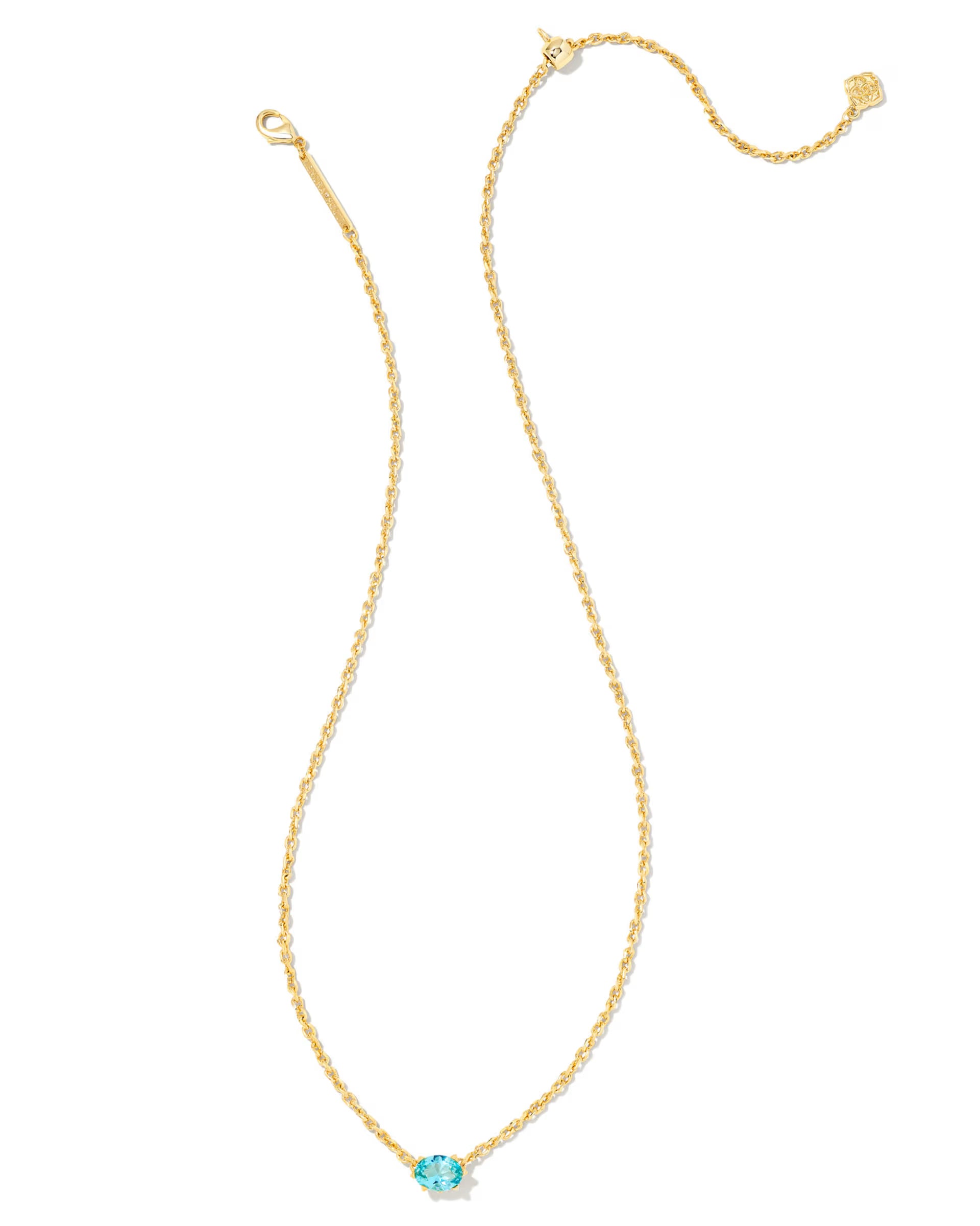 Cailin Gold Pendant Necklace - Aqua Crystal