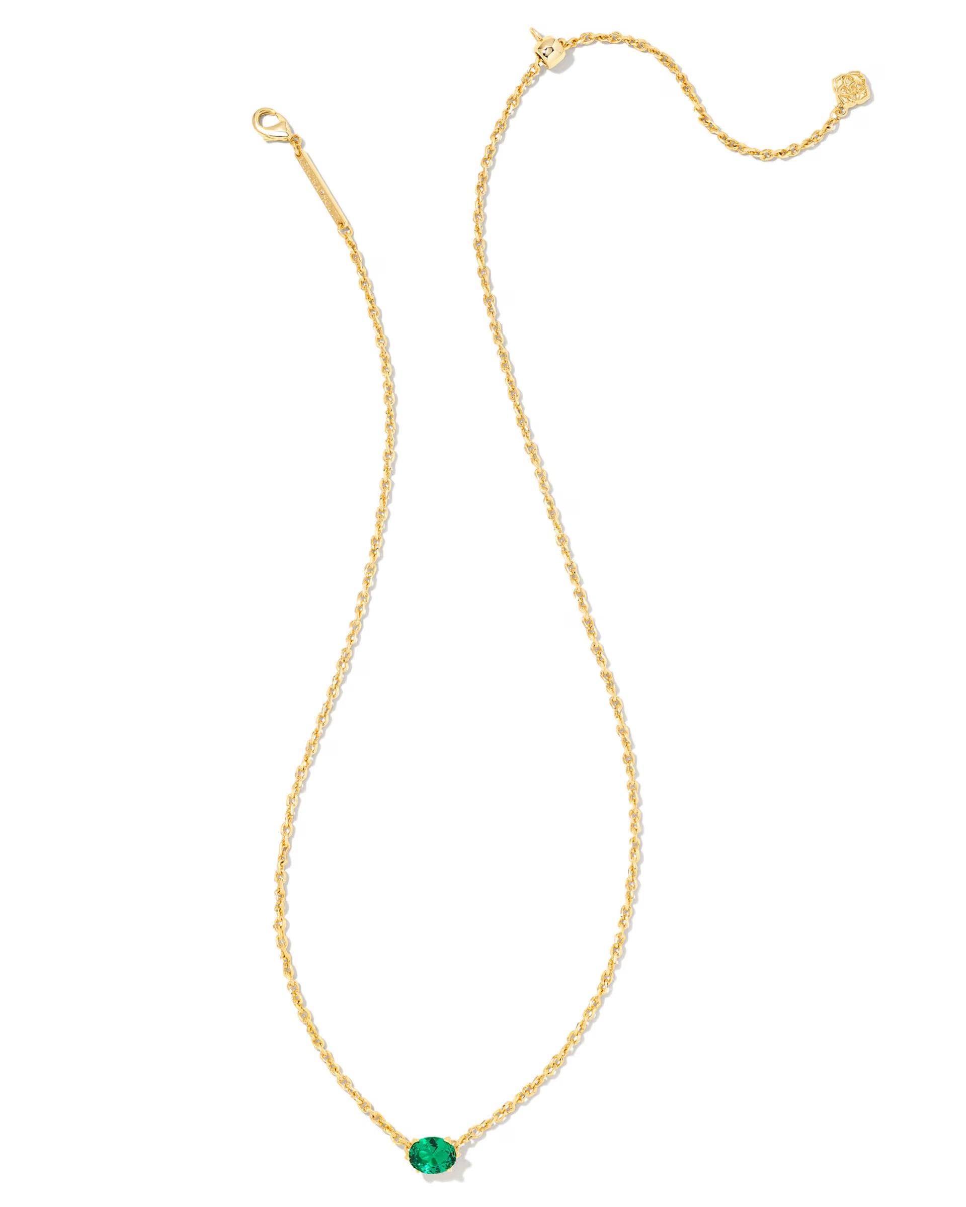 Cailin Gold Pendant Necklace - Green Crystal