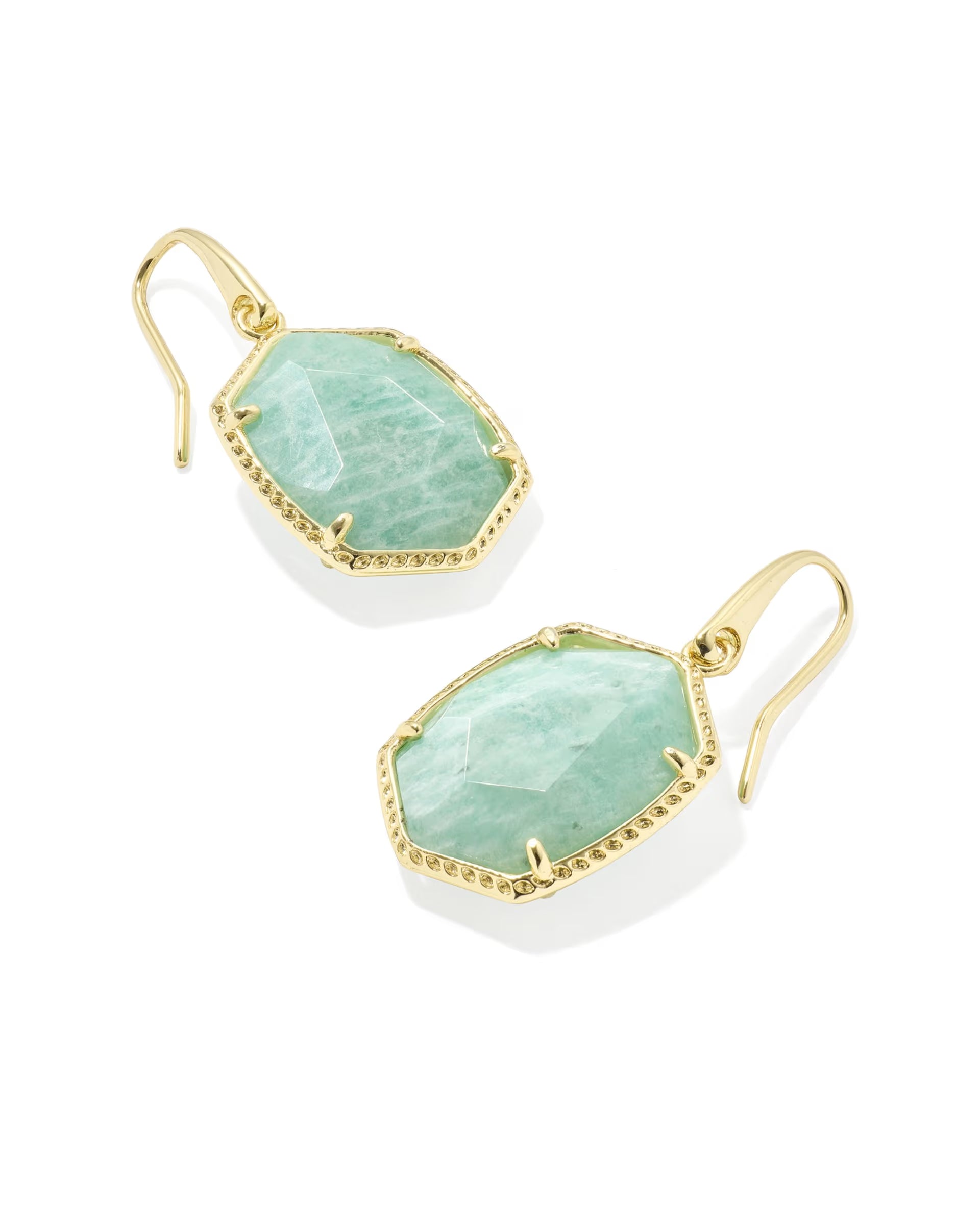 Daphne Gold Frame Drop Earrings - Teal Amazonite