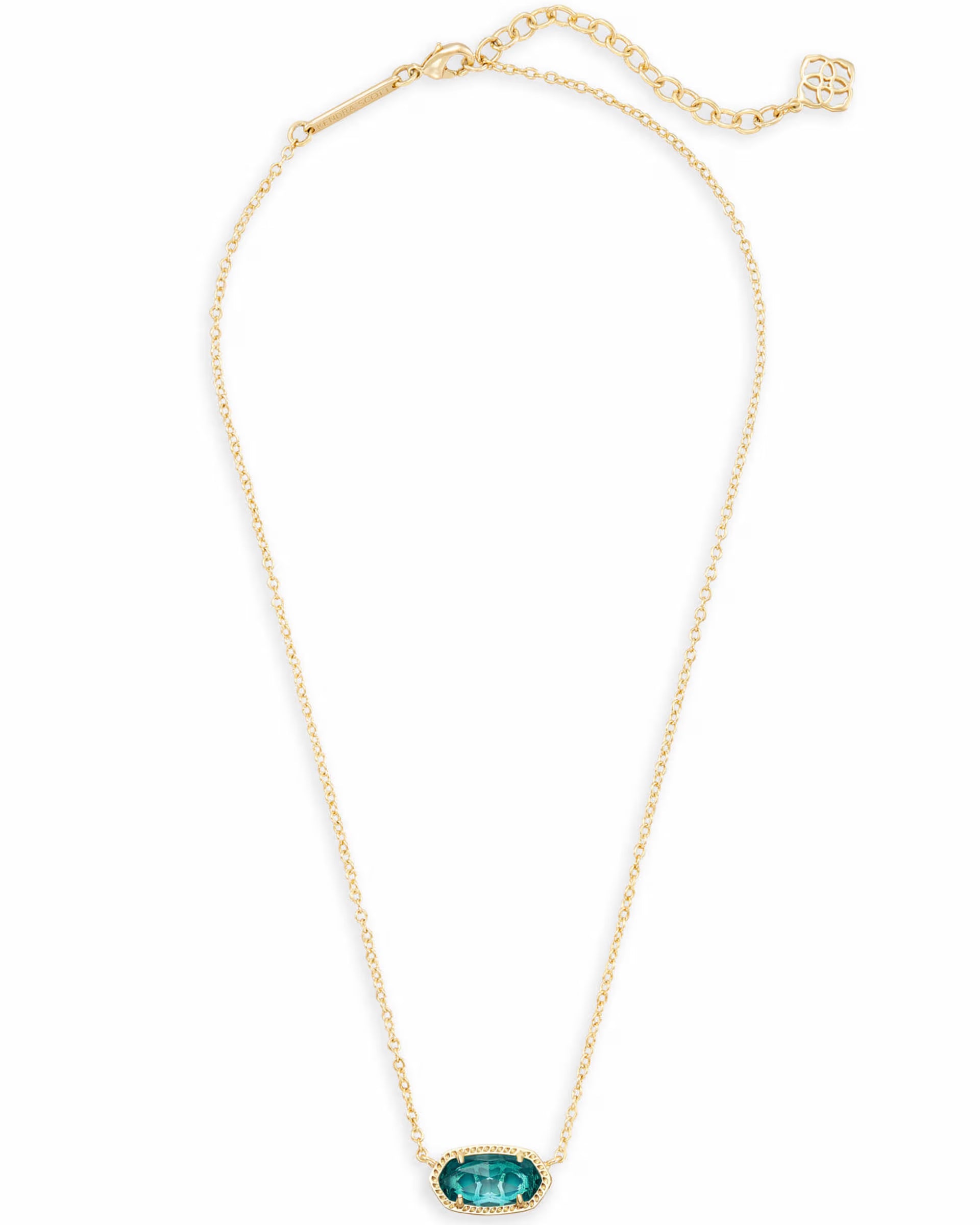 Elisa Gold Short Pendant Necklace - London Blue
