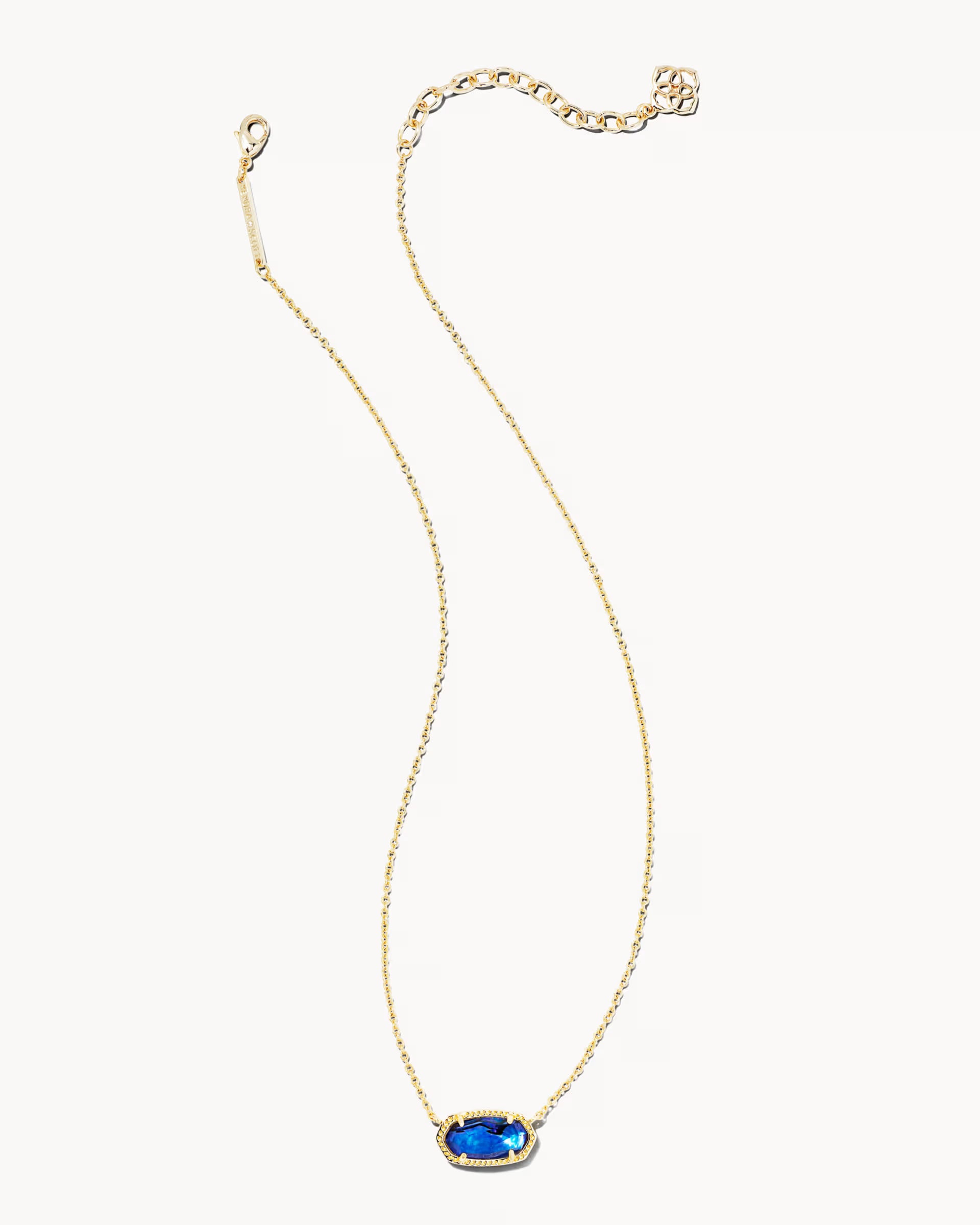 Elisa Gold Short Pendant Necklace - Navy Abalone