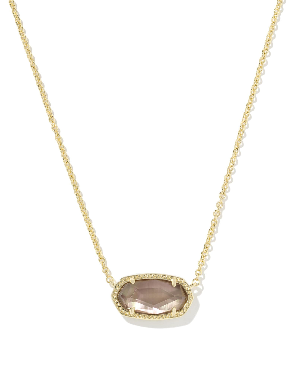 Elisa Gold Short Pendant Necklace - Taupe Mother of Pearl