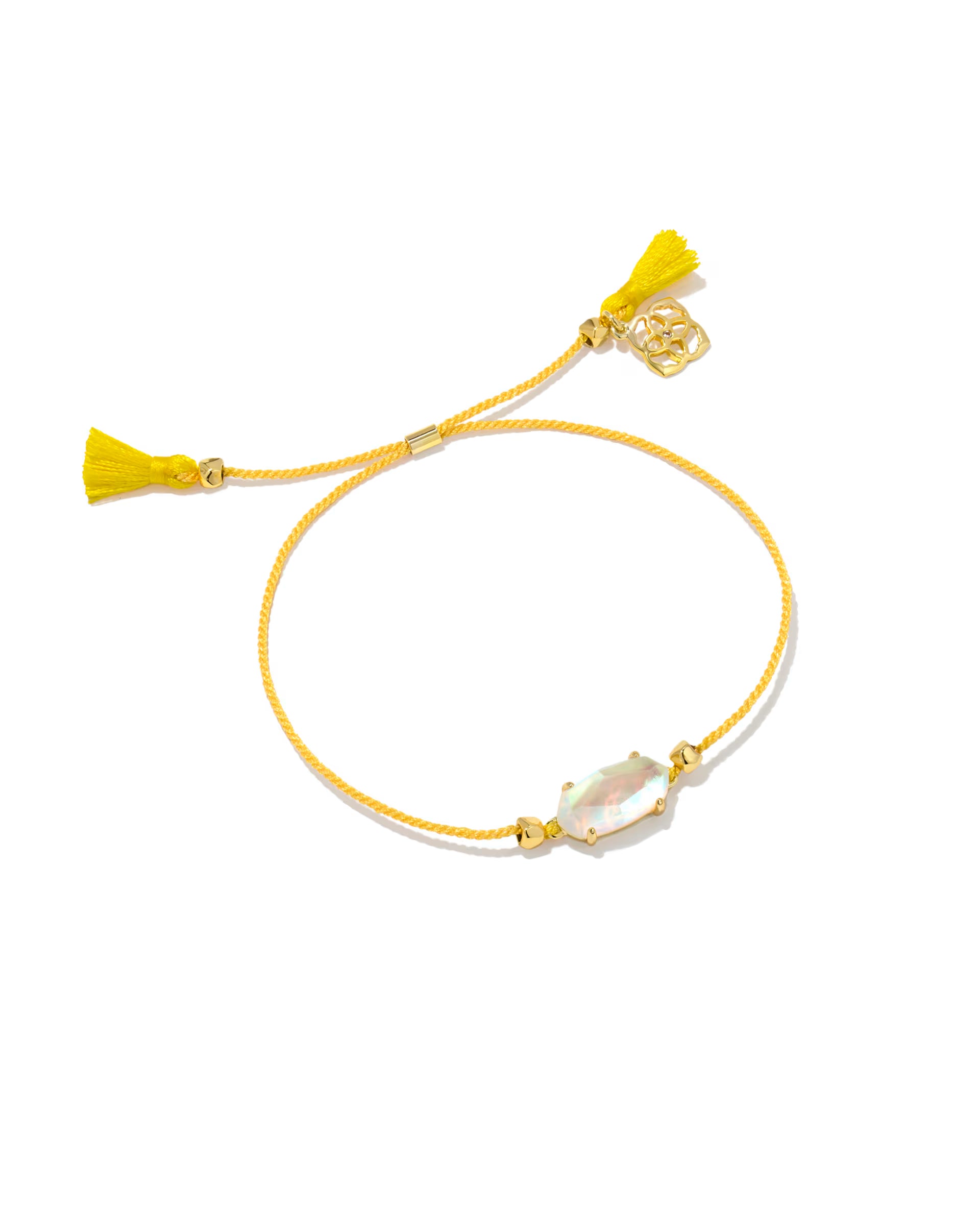 Everlyne Yellow Cord Friendship Bracelet - Dichroic Glass