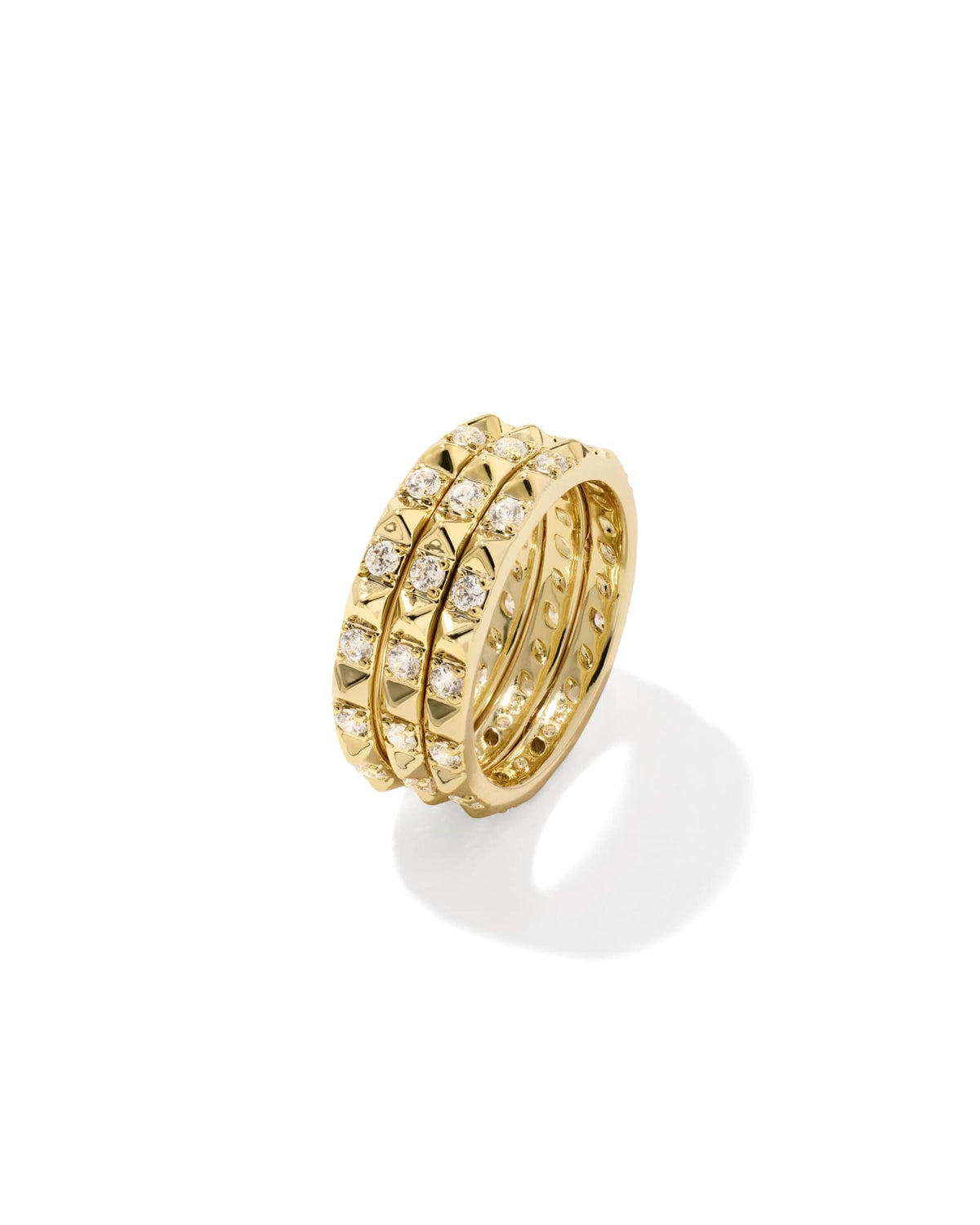 Fate Gold Ring Set of 3 - White CZ