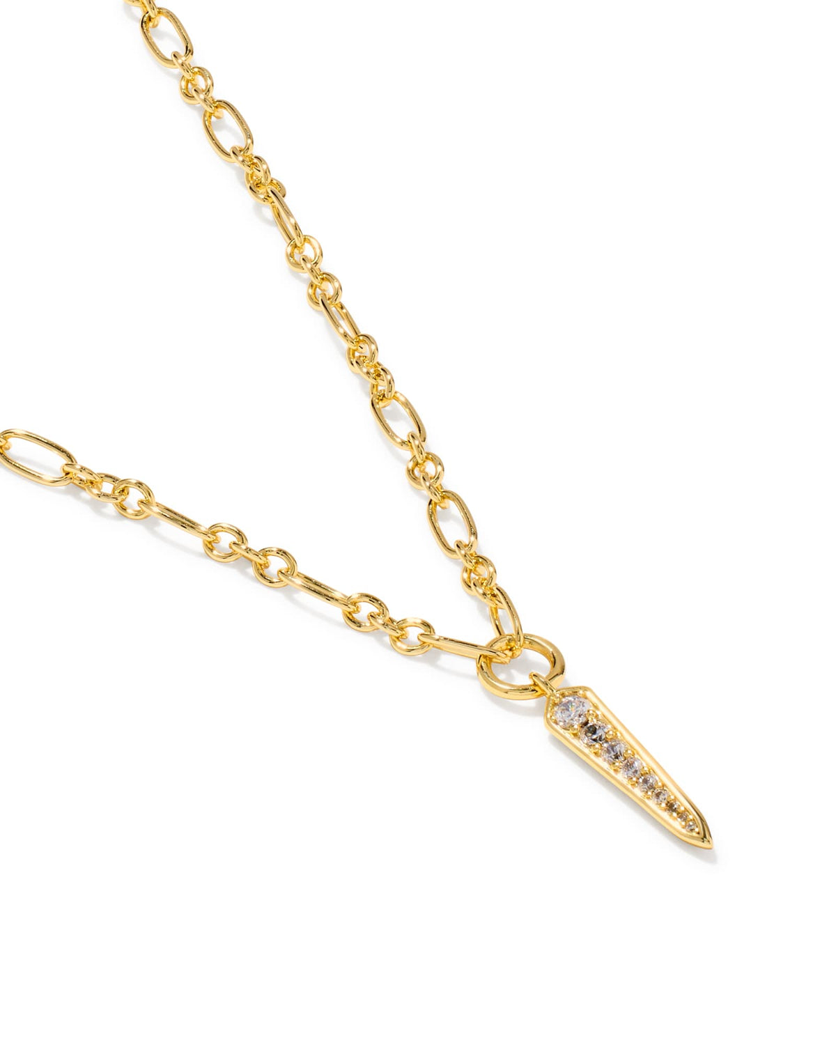 Fate Gold Short Pendant Necklace - White CZ