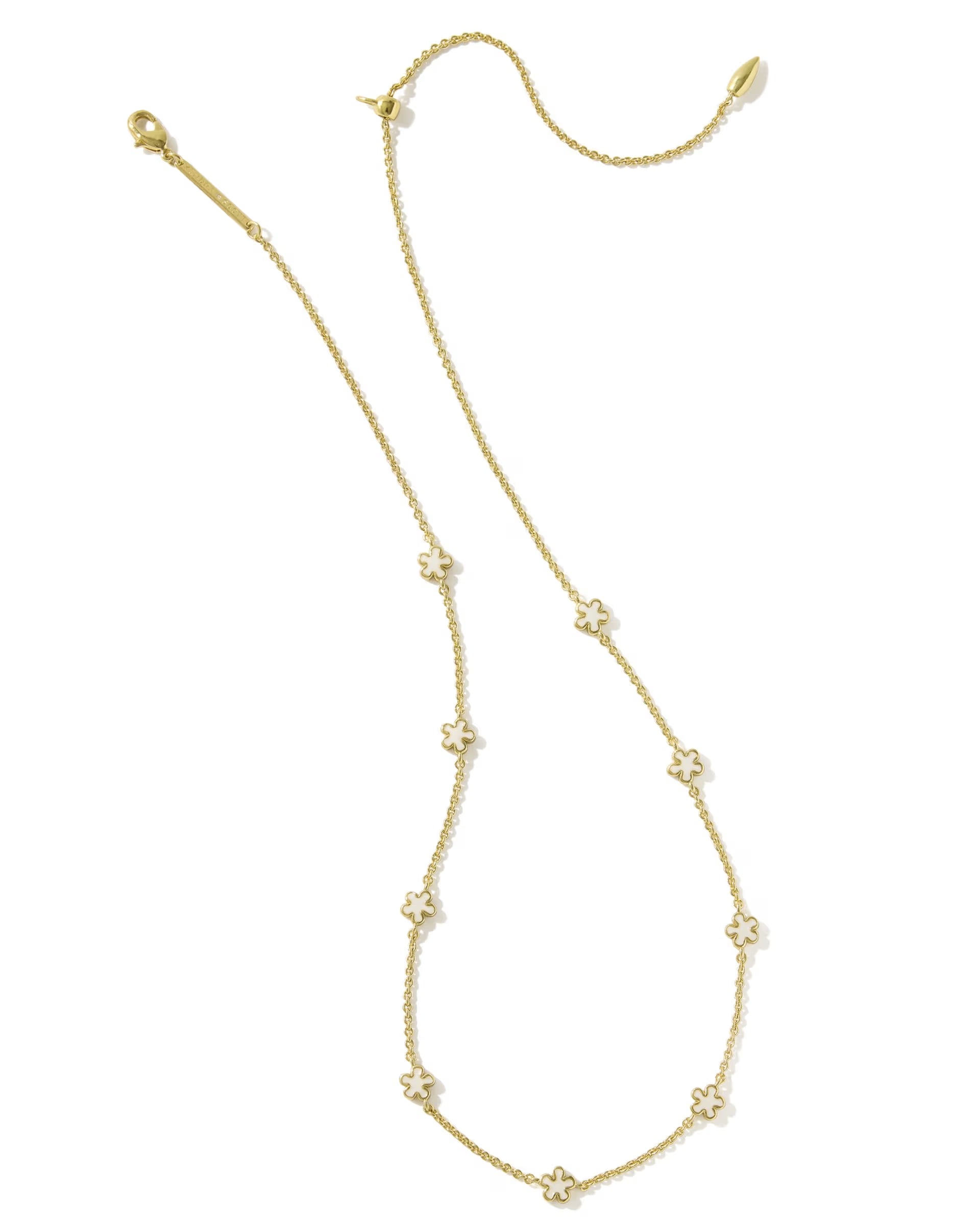 Jane Gold Strand Necklace - White Enamel