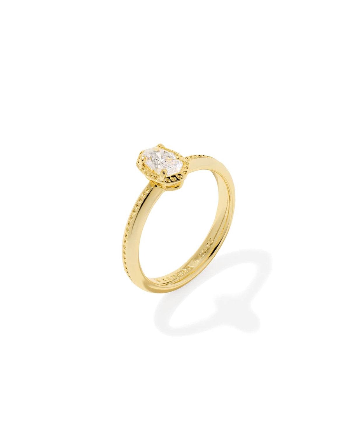 Mini Elyse Luxe Gold Band Ring - White CZ