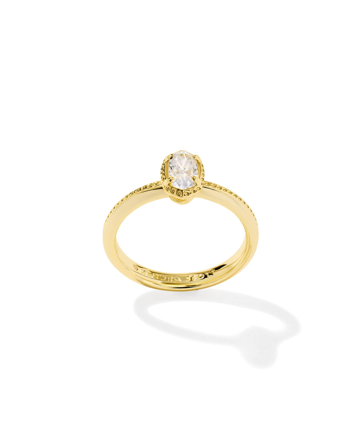 Mini Elyse Luxe Gold Band Ring - White CZ