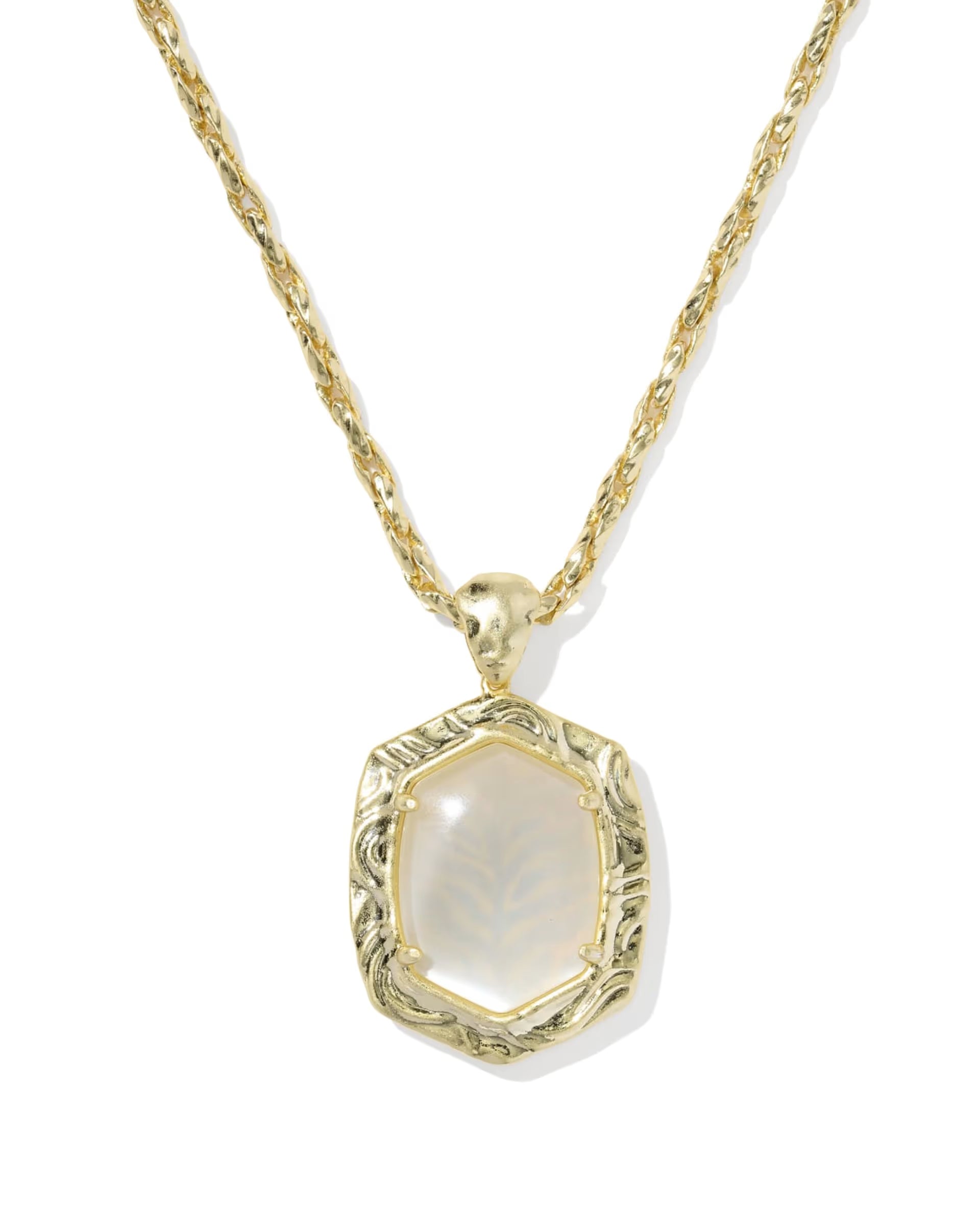 Tiger Striped Daphne Gold Small Long Pendant Necklace