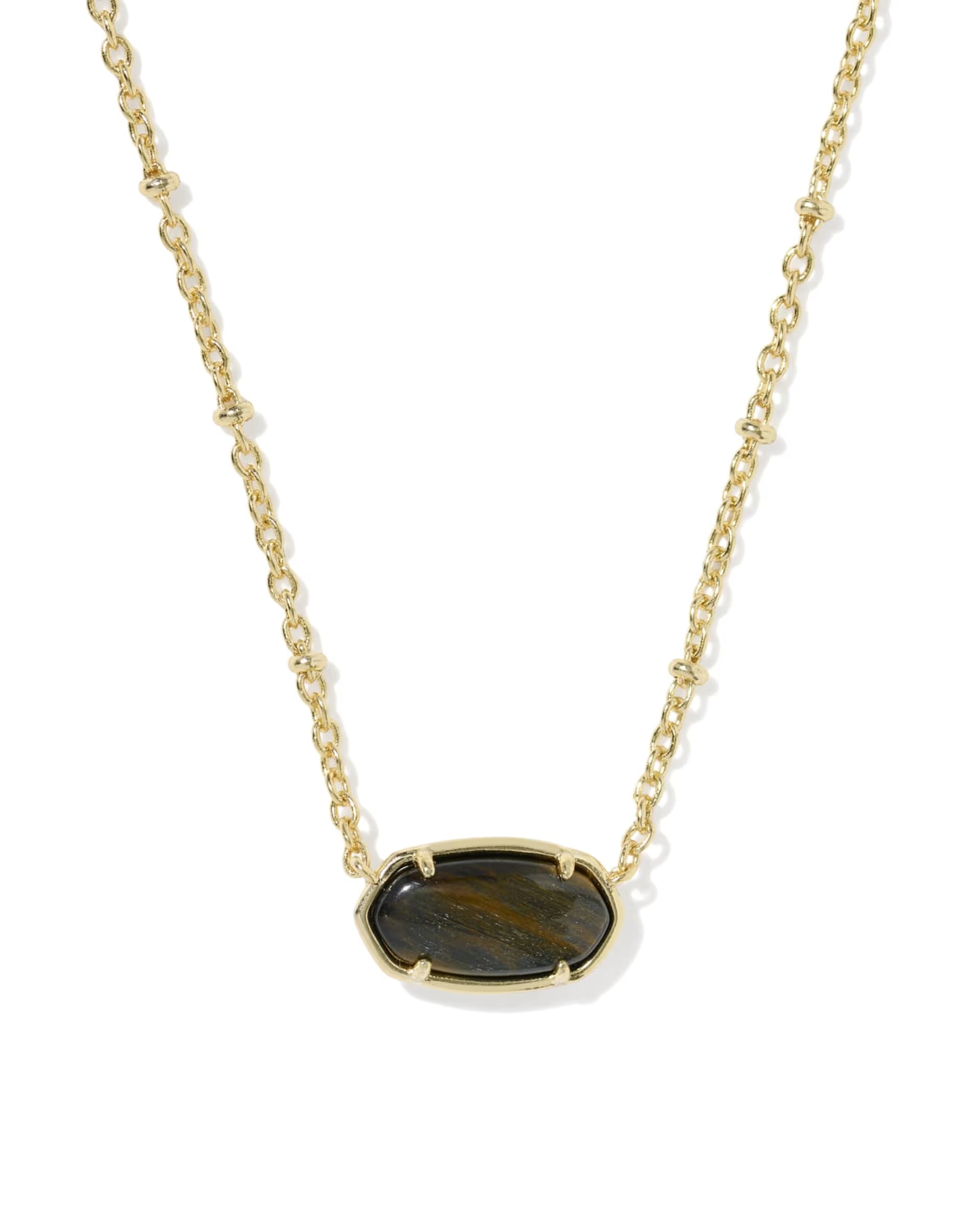 Tiger Striped Dark Brown Elisa Gold Short Pendant Necklace