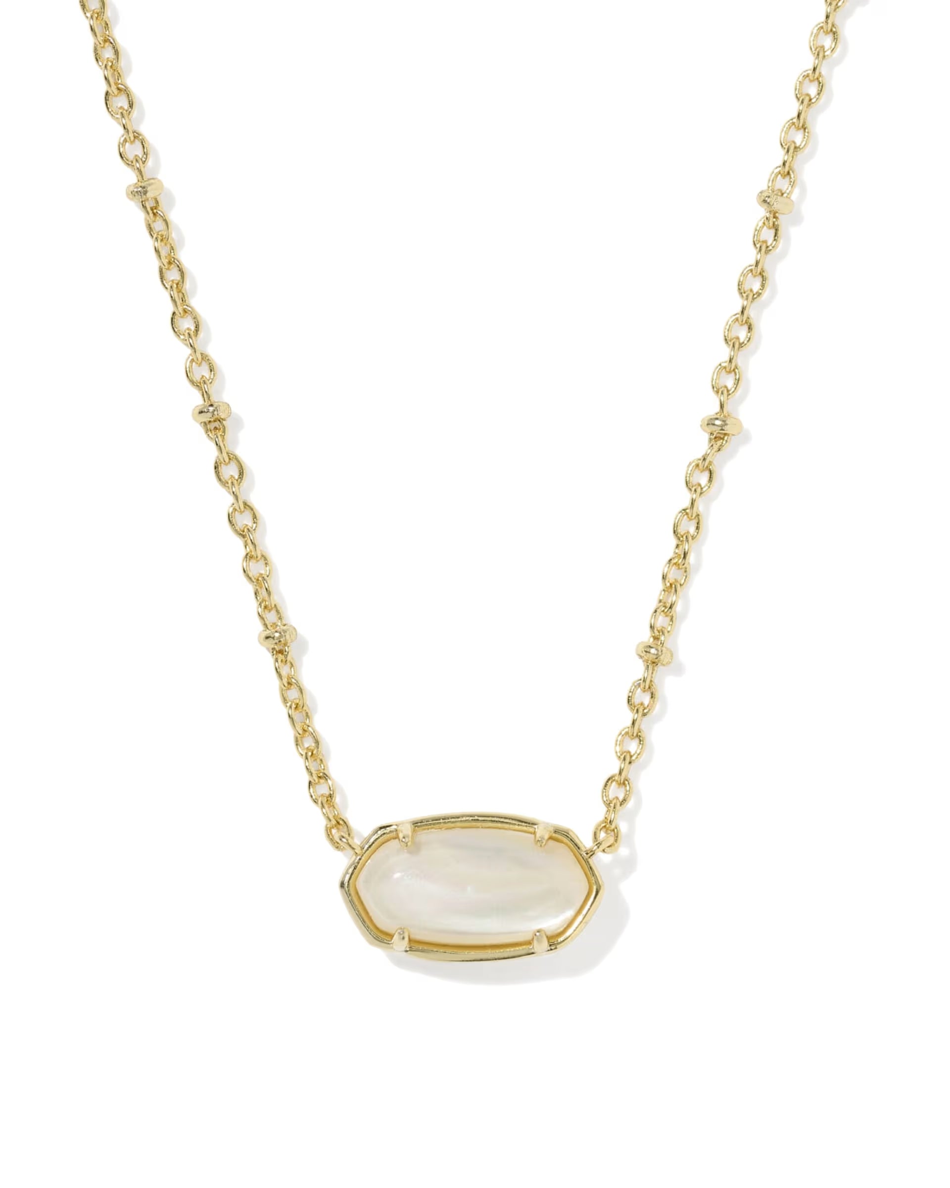 Tiger Striped Mother of Pearl Elisa Gold Short Pendant Necklace