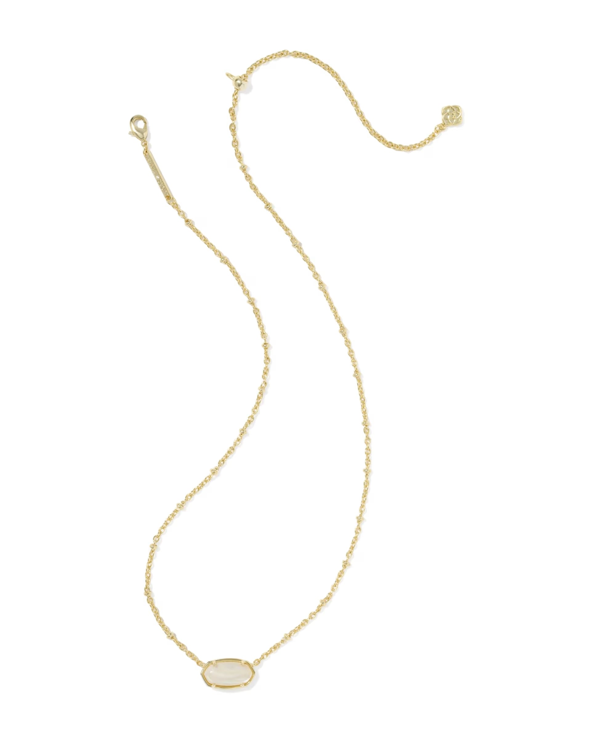 Tiger Striped Mother of Pearl Elisa Gold Short Pendant Necklace