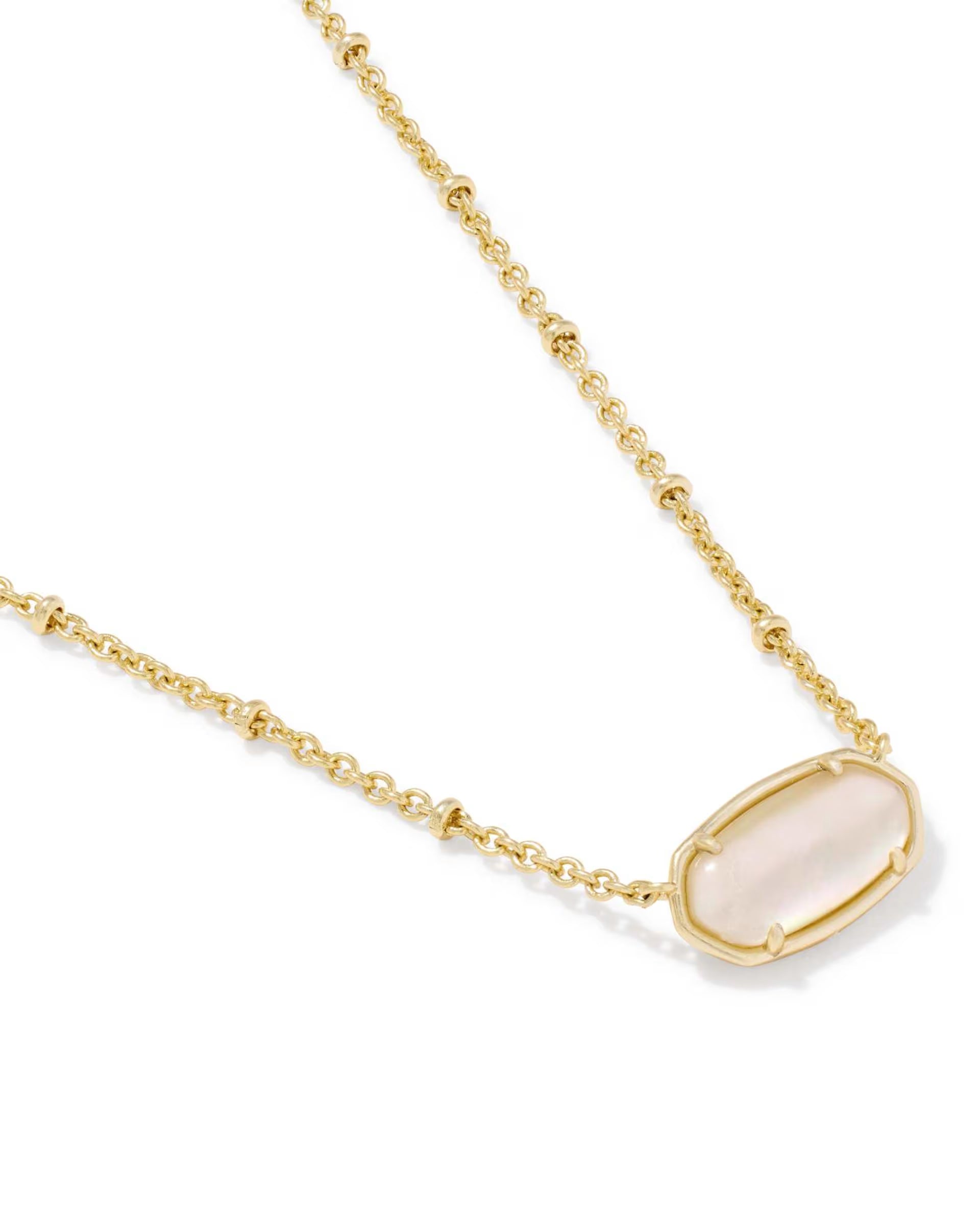 Tiger Striped Mother of Pearl Elisa Gold Short Pendant Necklace