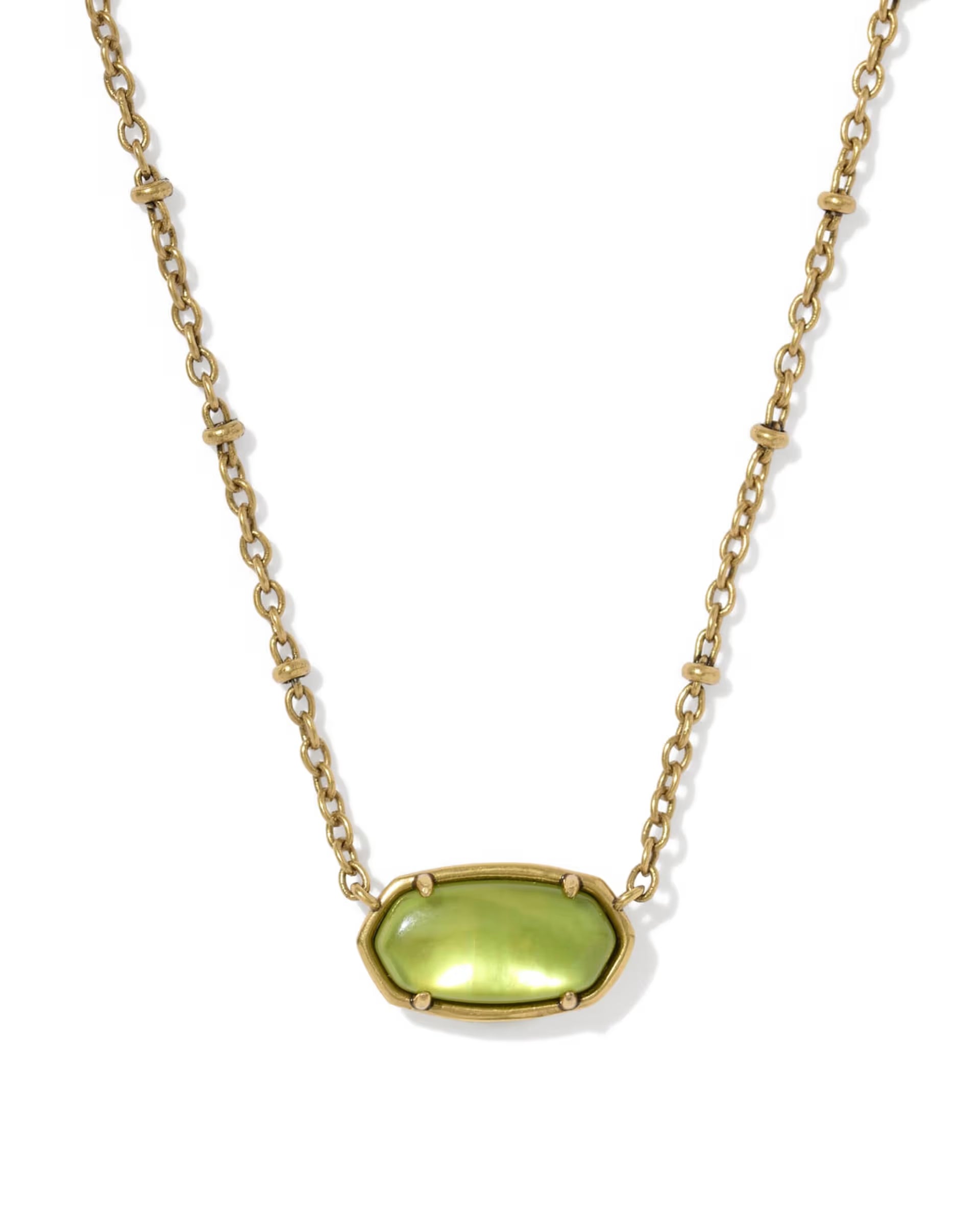 Tiger Striped Chartreuse Elisa Vintage Gold Short Pendant Necklace