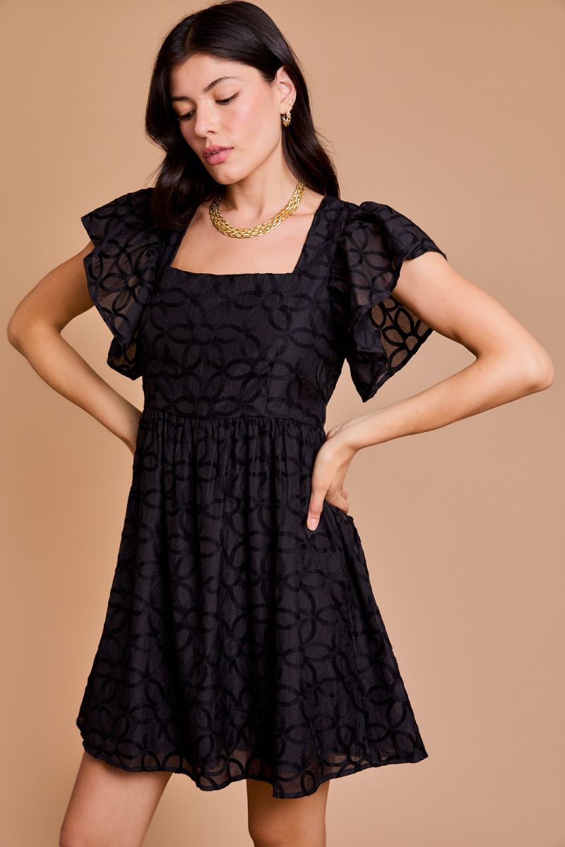 Stacey Ruffle Sleeve Mini Dress