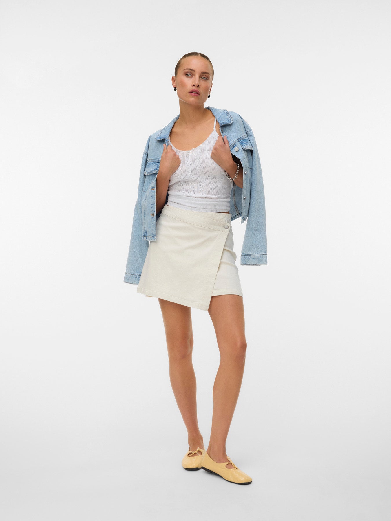 VMWILD BELLA MR SHORT WRAP CLR SKIRT - Snow White