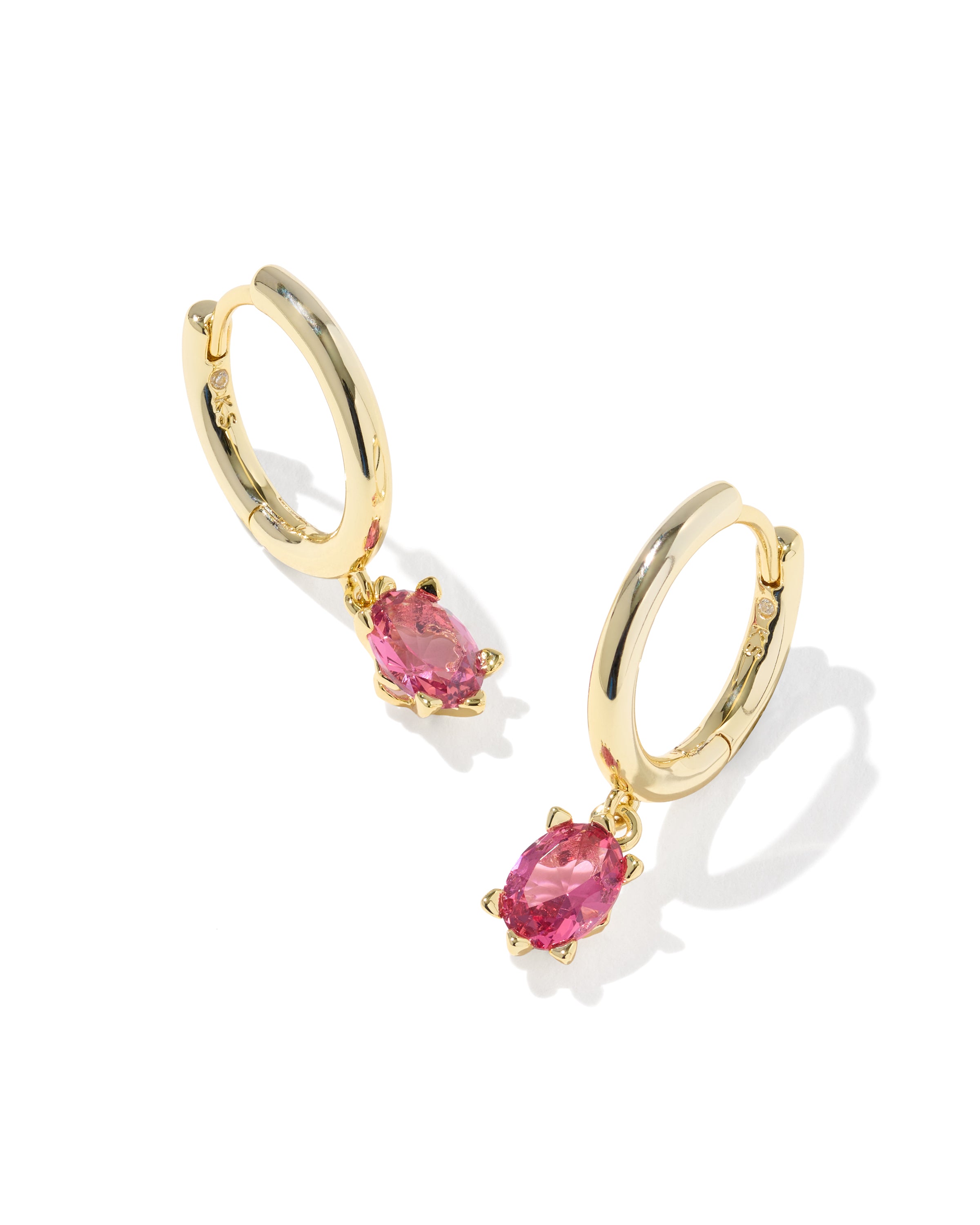 Cailin Single Stone Gold Huggie - Pink Crystal
