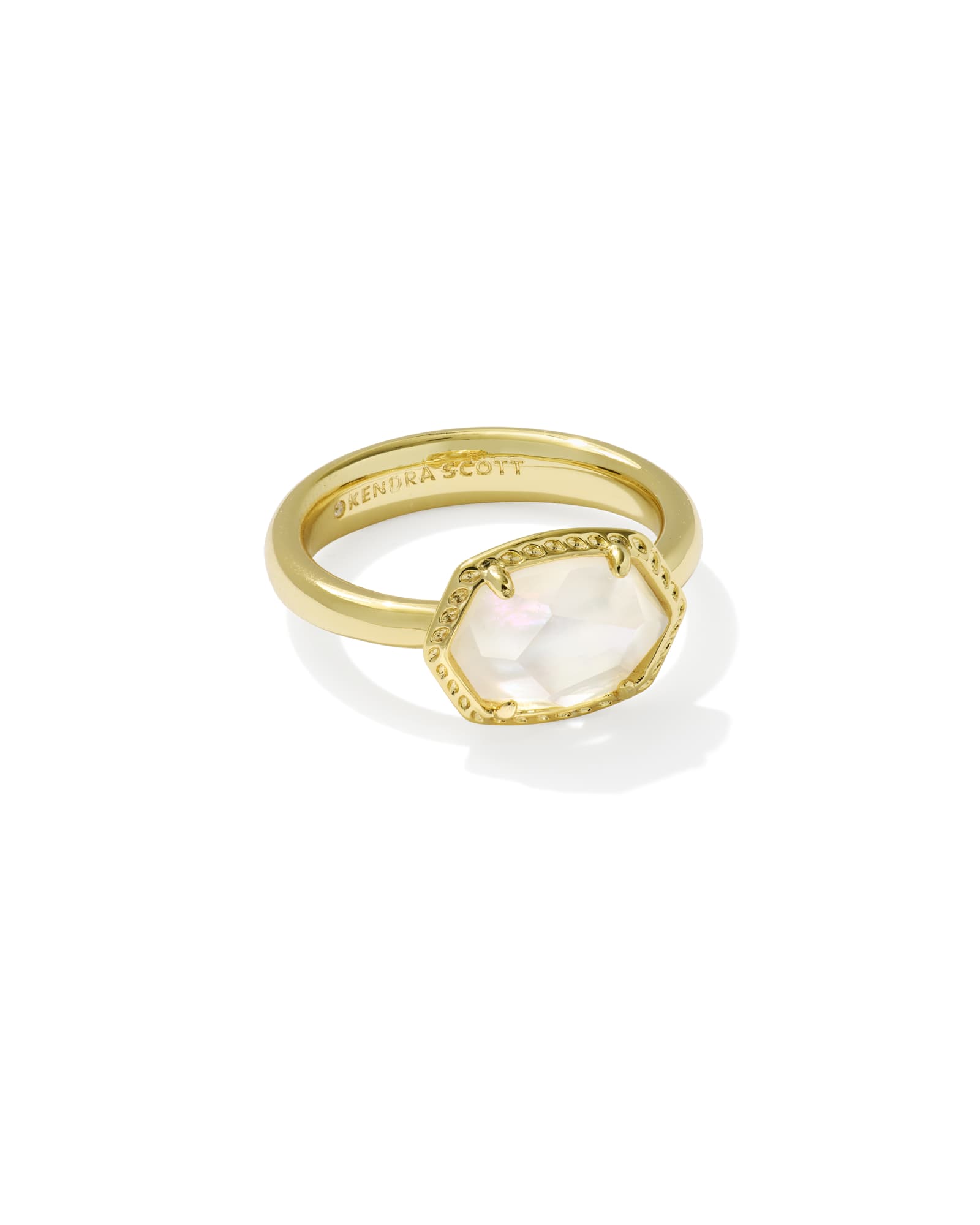 Daphne Gold Frame Band Ring - Ivory Mother of Pearl
