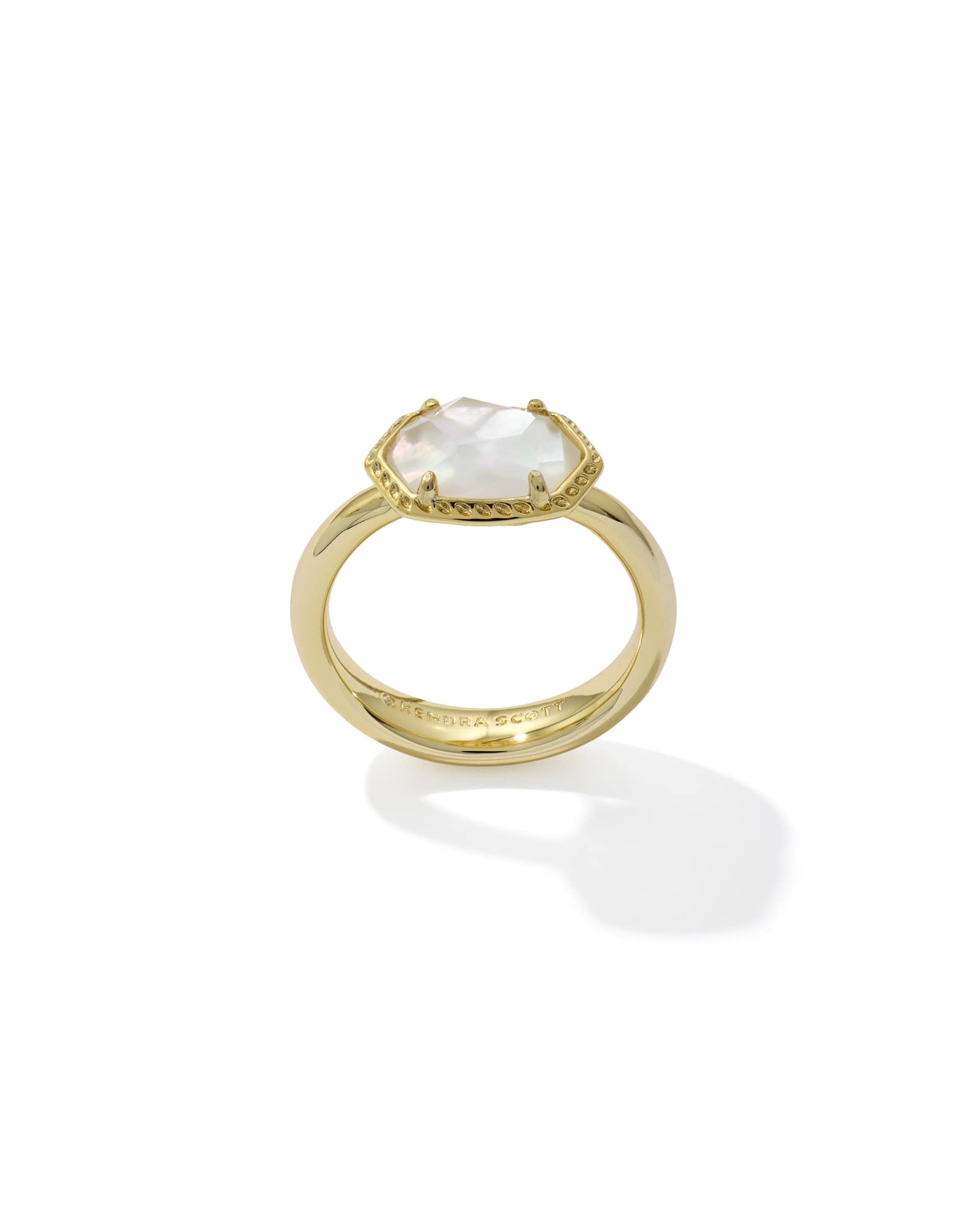 Daphne Gold Frame Band Ring - Ivory Mother of Pearl