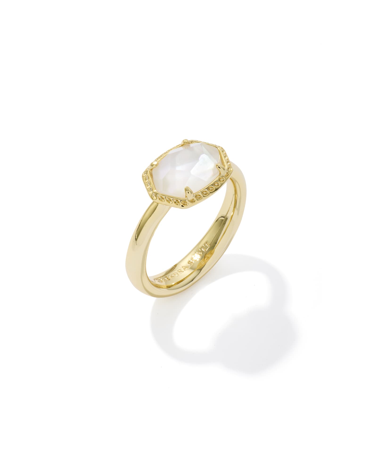 Daphne Gold Frame Band Ring - Ivory Mother of Pearl