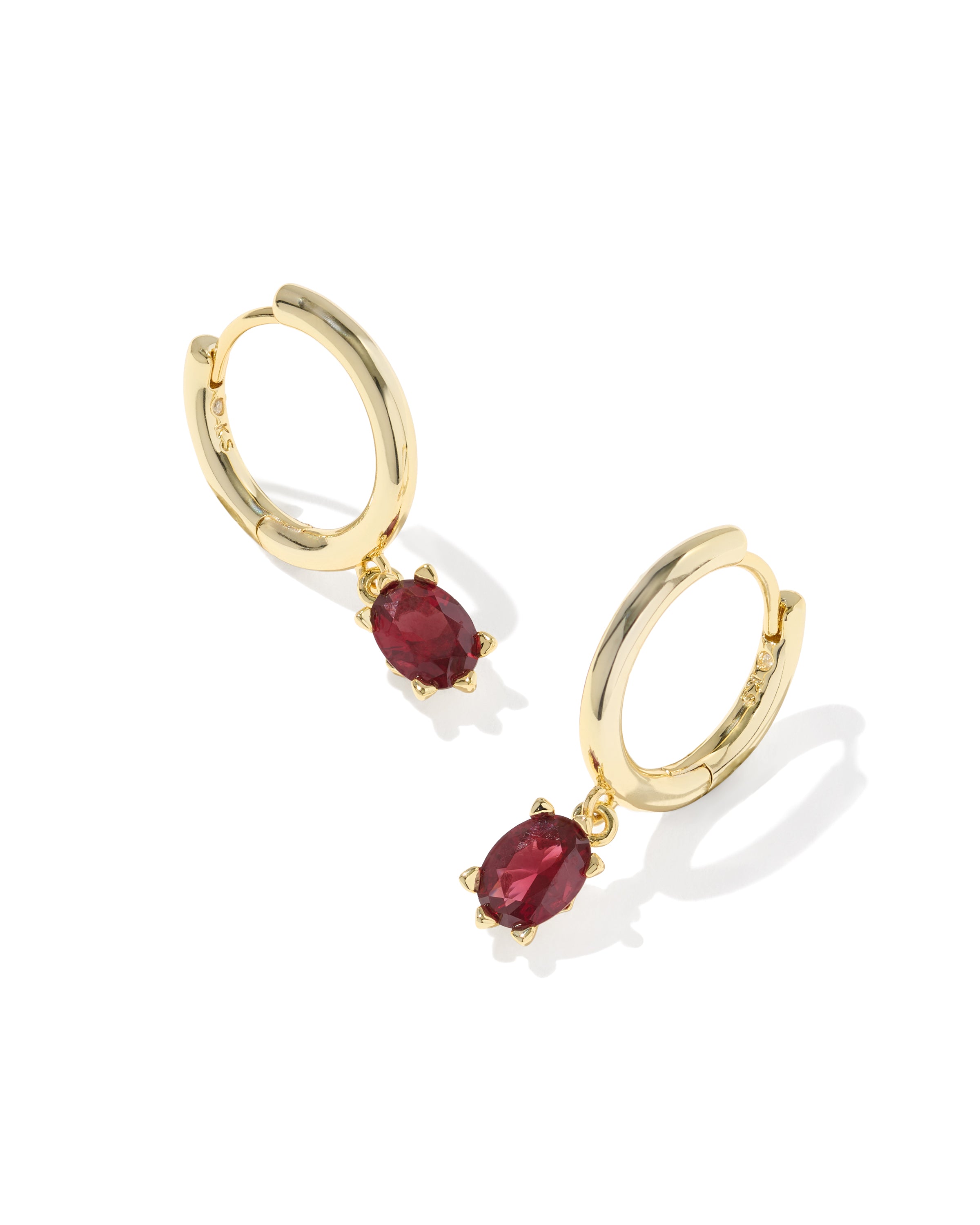 Cailin Single Stone Gold Huggie - Gold Red Crystal