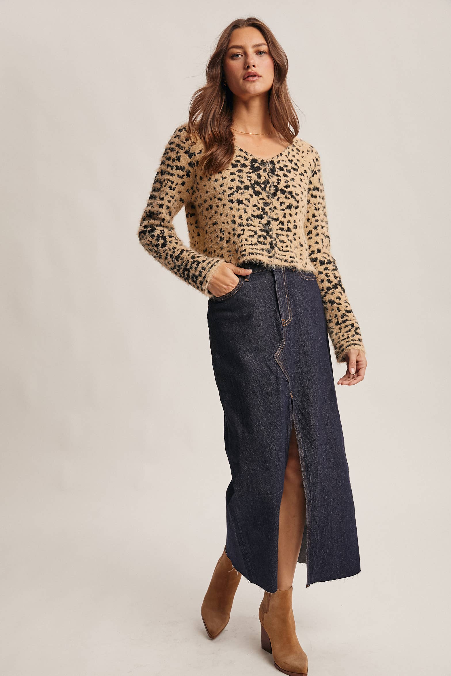Hanna Fuzzy Leopard Cardigan