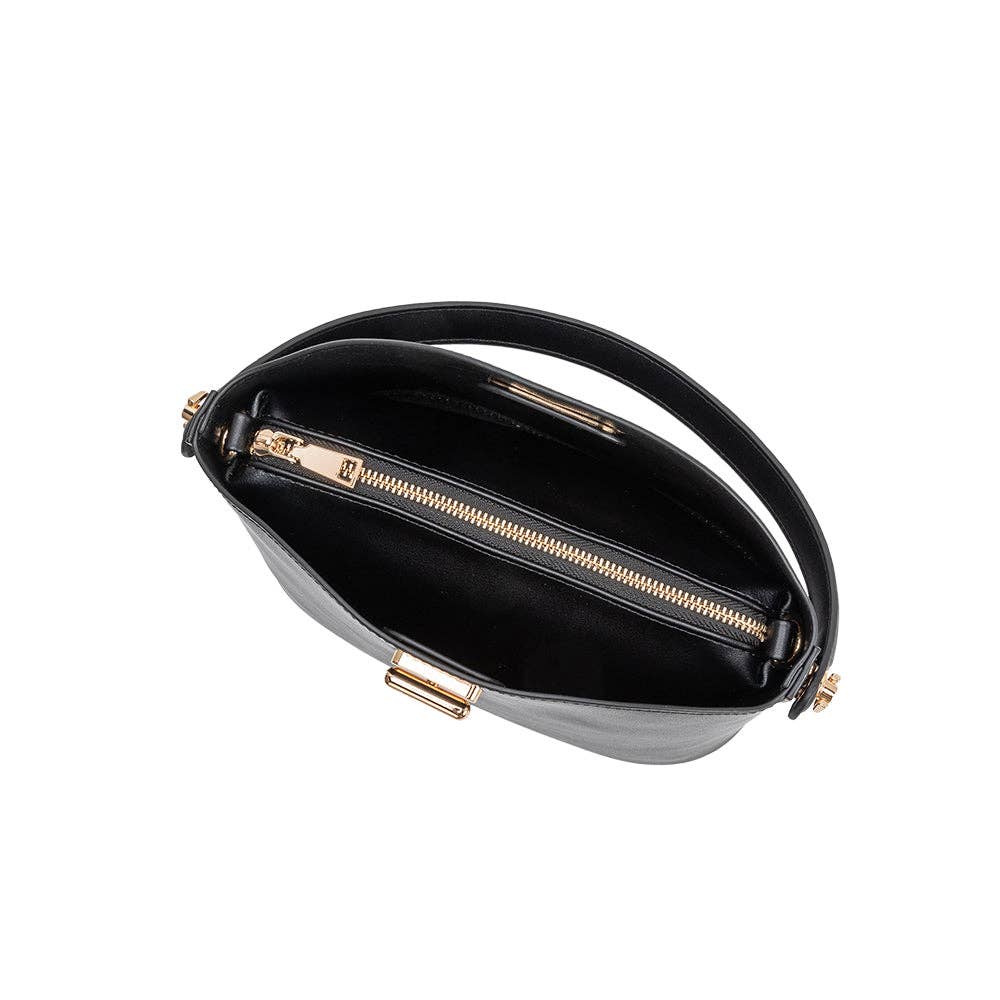 Lana Black Recycled Vegan Leather Crossbody Bag