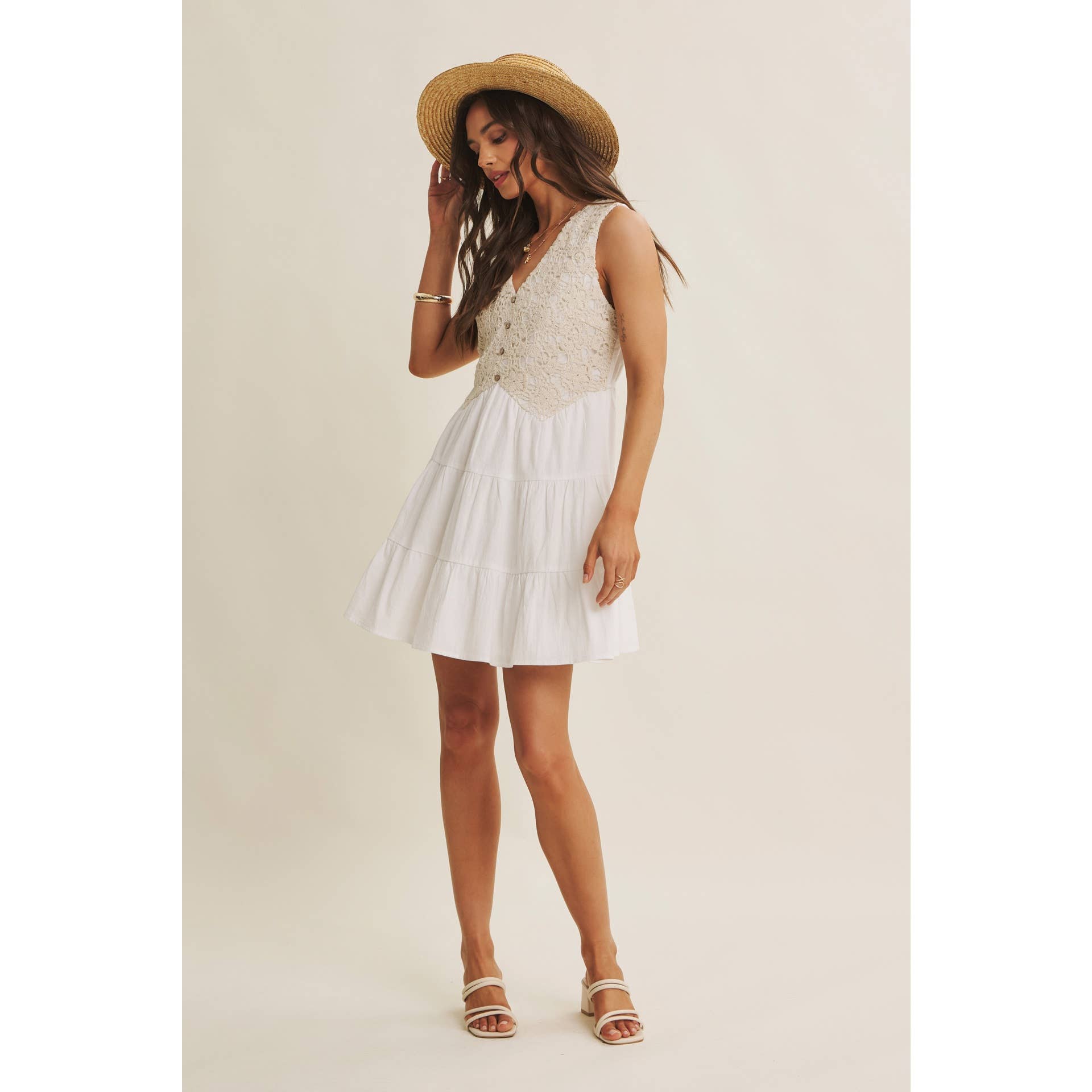 Josephine Cotton Crochet Mini Dress