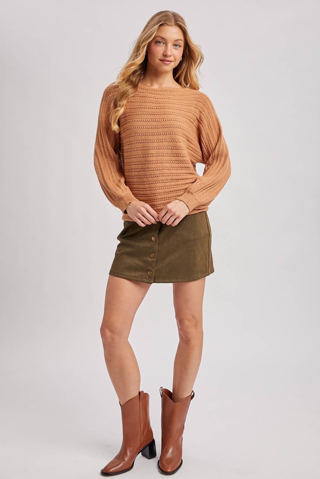 Paige Button Down Suede Mini Skirt