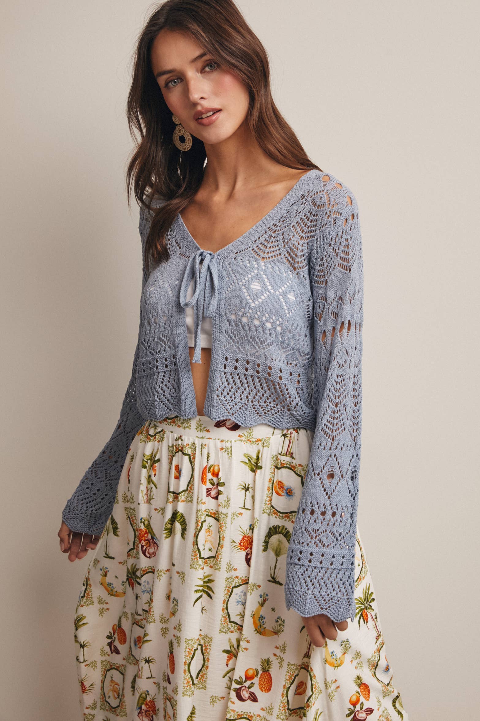 Bella Crochet Tie-Front Cardigan