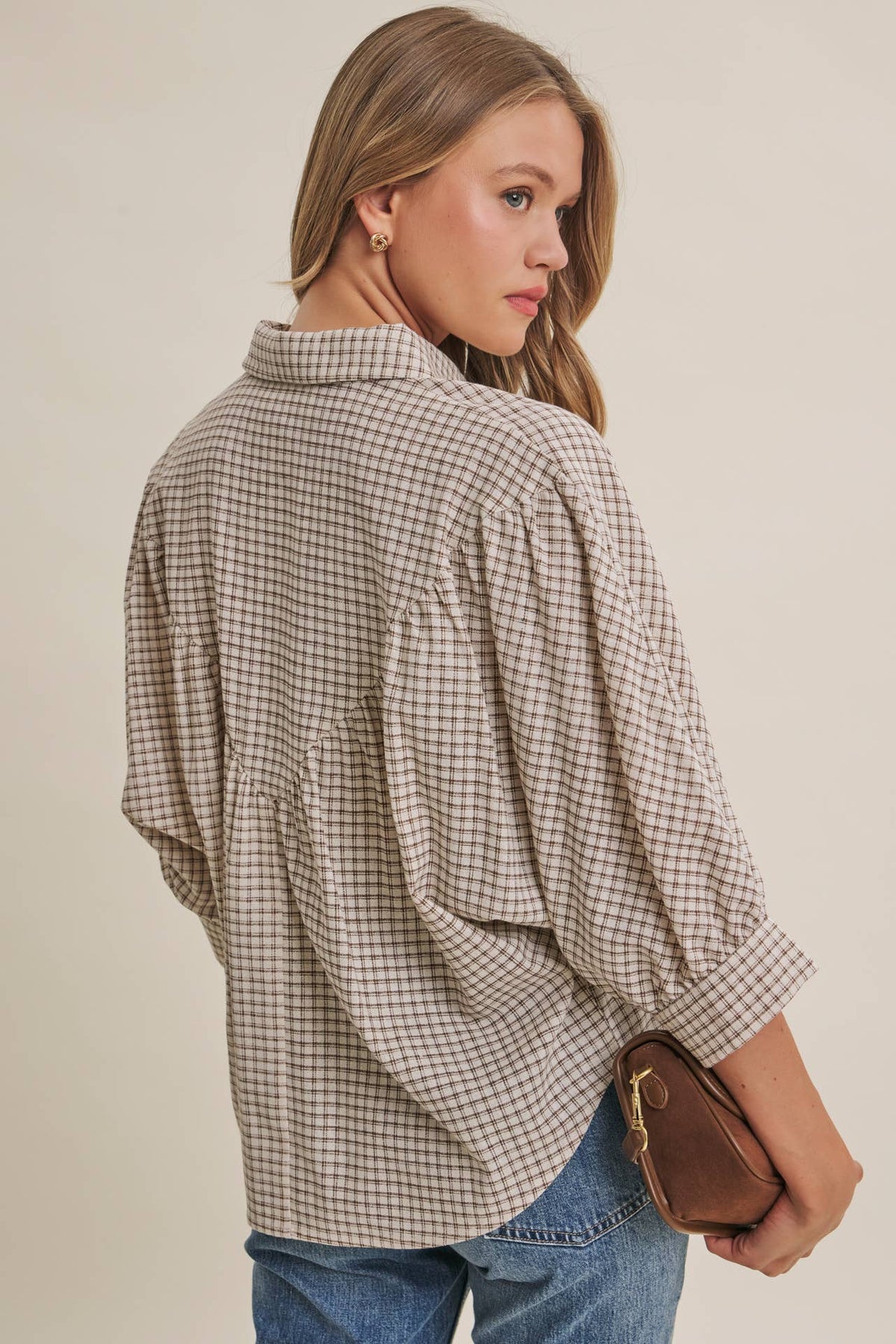 Delta Plaid Dolman Button Down
