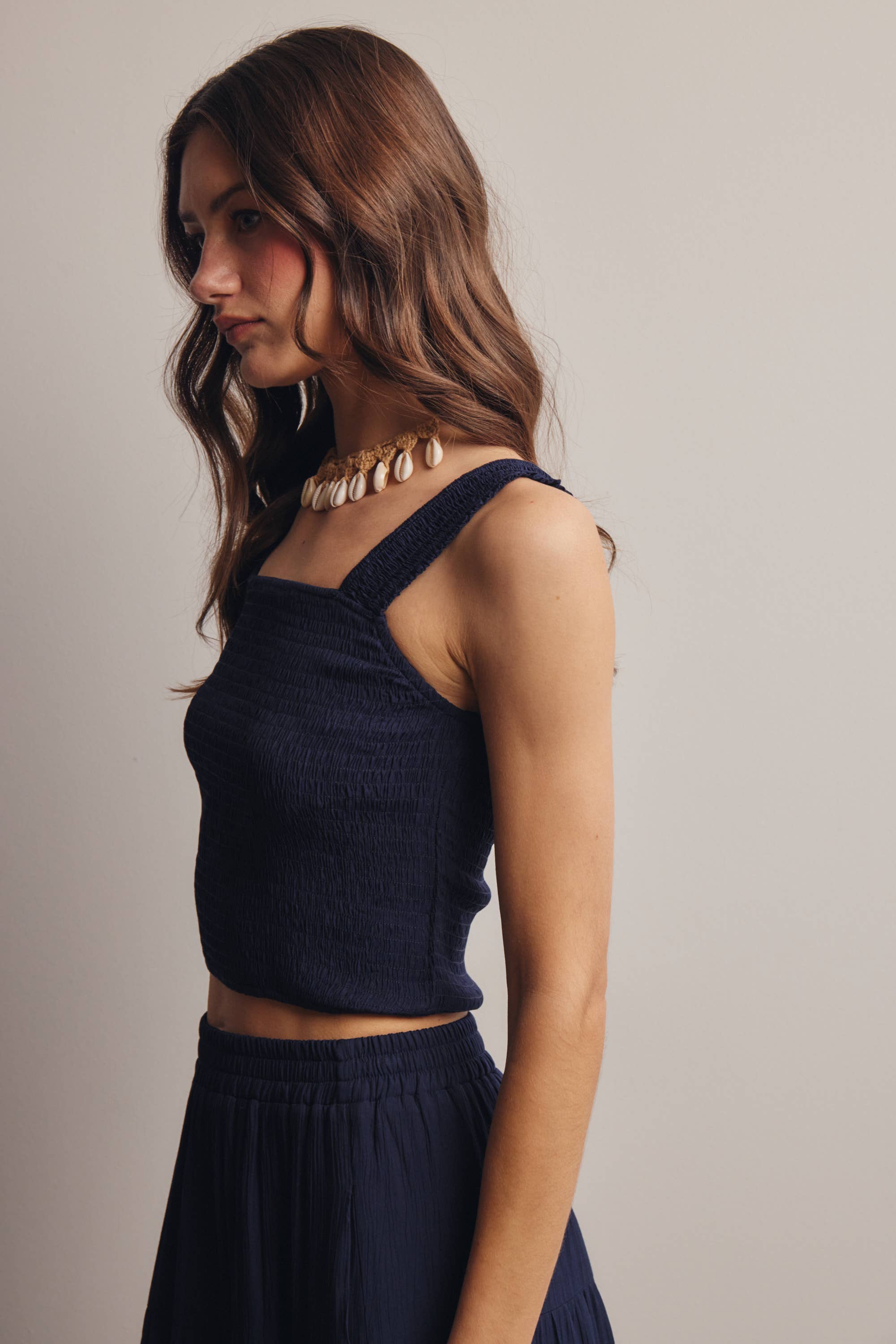 Vera Smocked Crop Tank