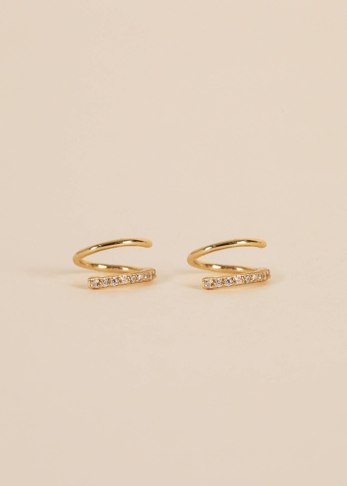 Gold Pave Spiral Earrings