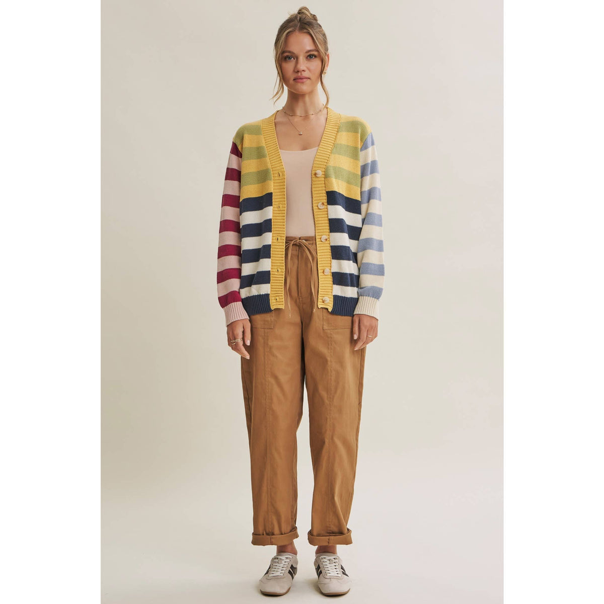 Sally Colorblock Striped Cardigan