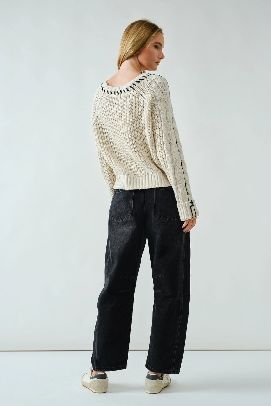 Norah Embroidered Barrel Pants