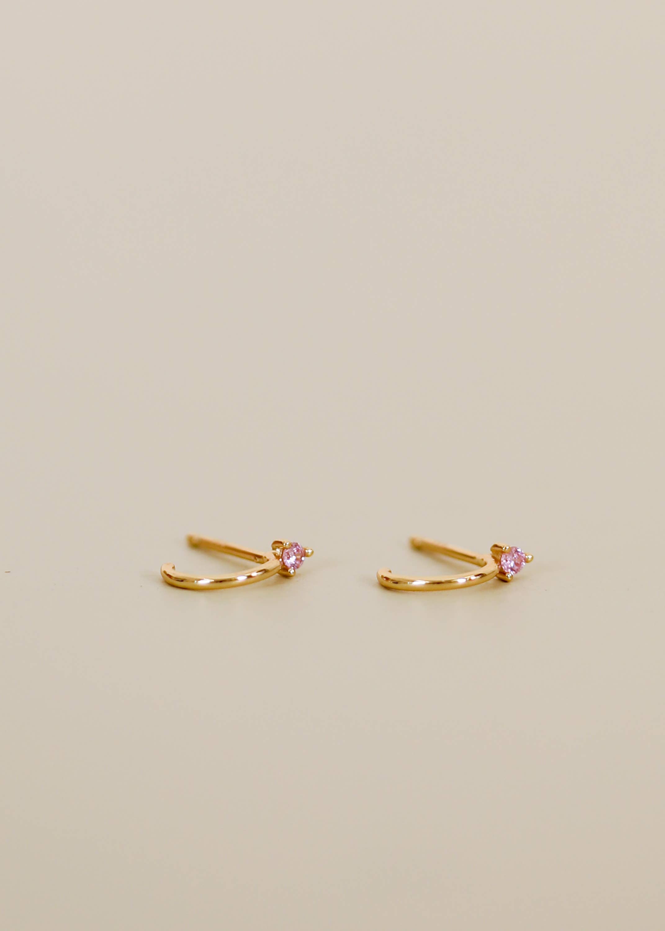 Open CZ Mini Hoop Gold Earrings
