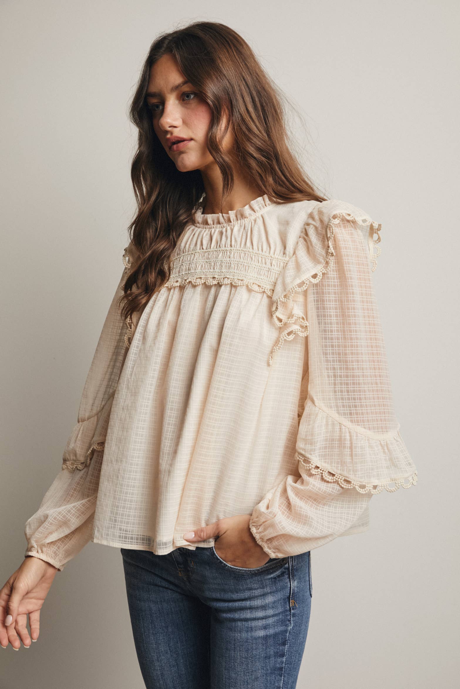 Hattie Lace Trim Blouse