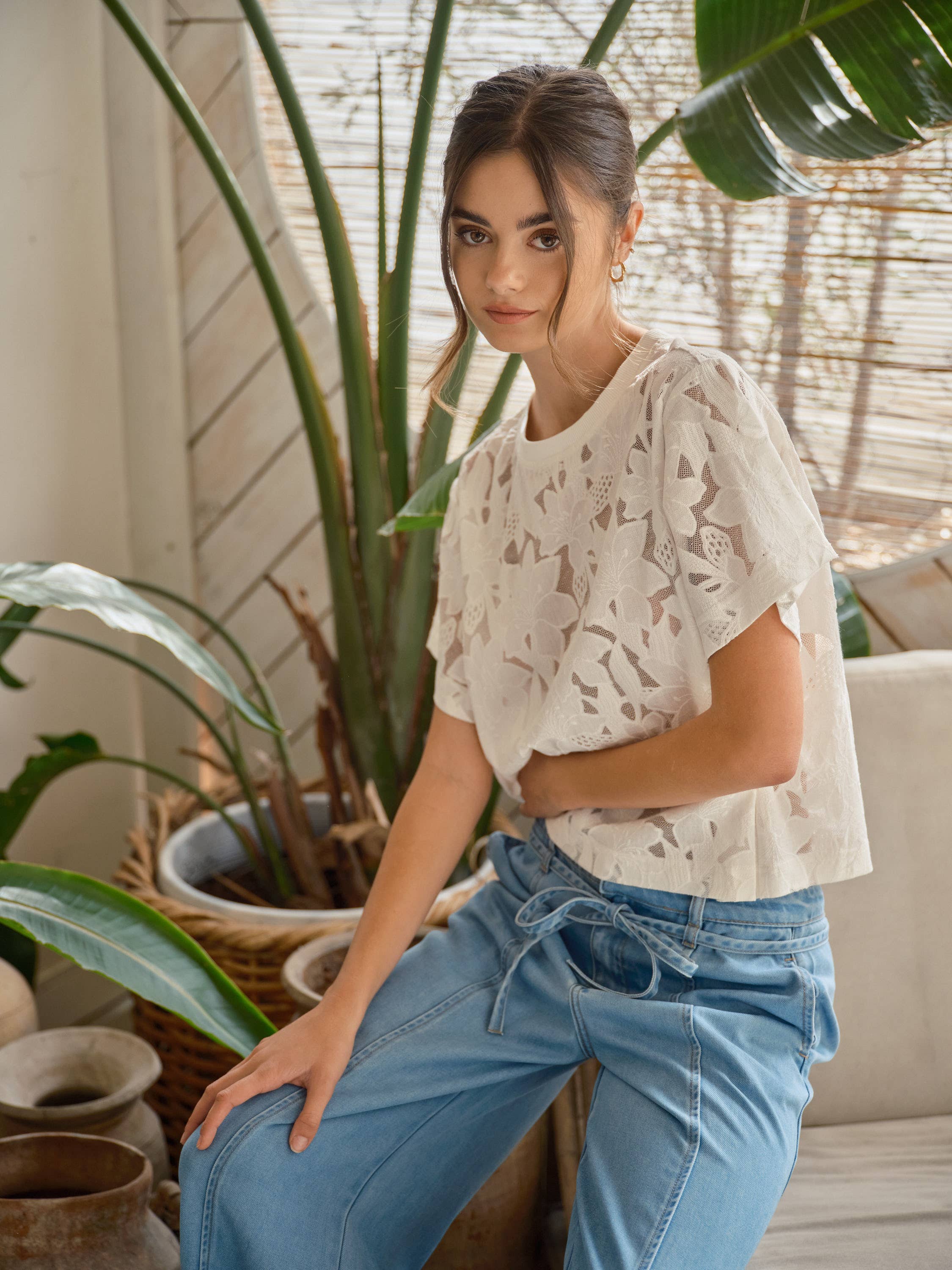 Kaylee Mesh Lace Floral Tee