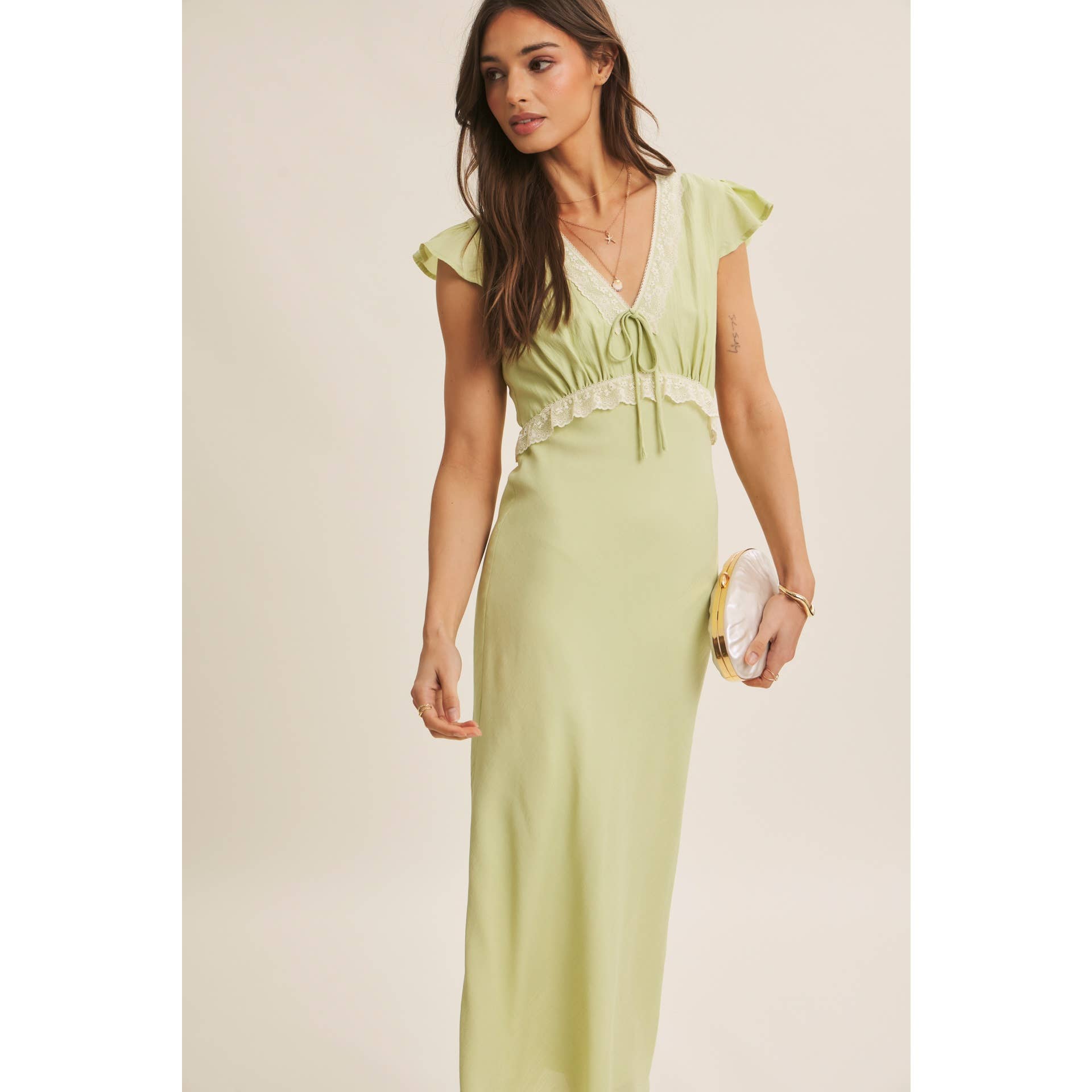 Lori Lace Trimmed Midi Dress