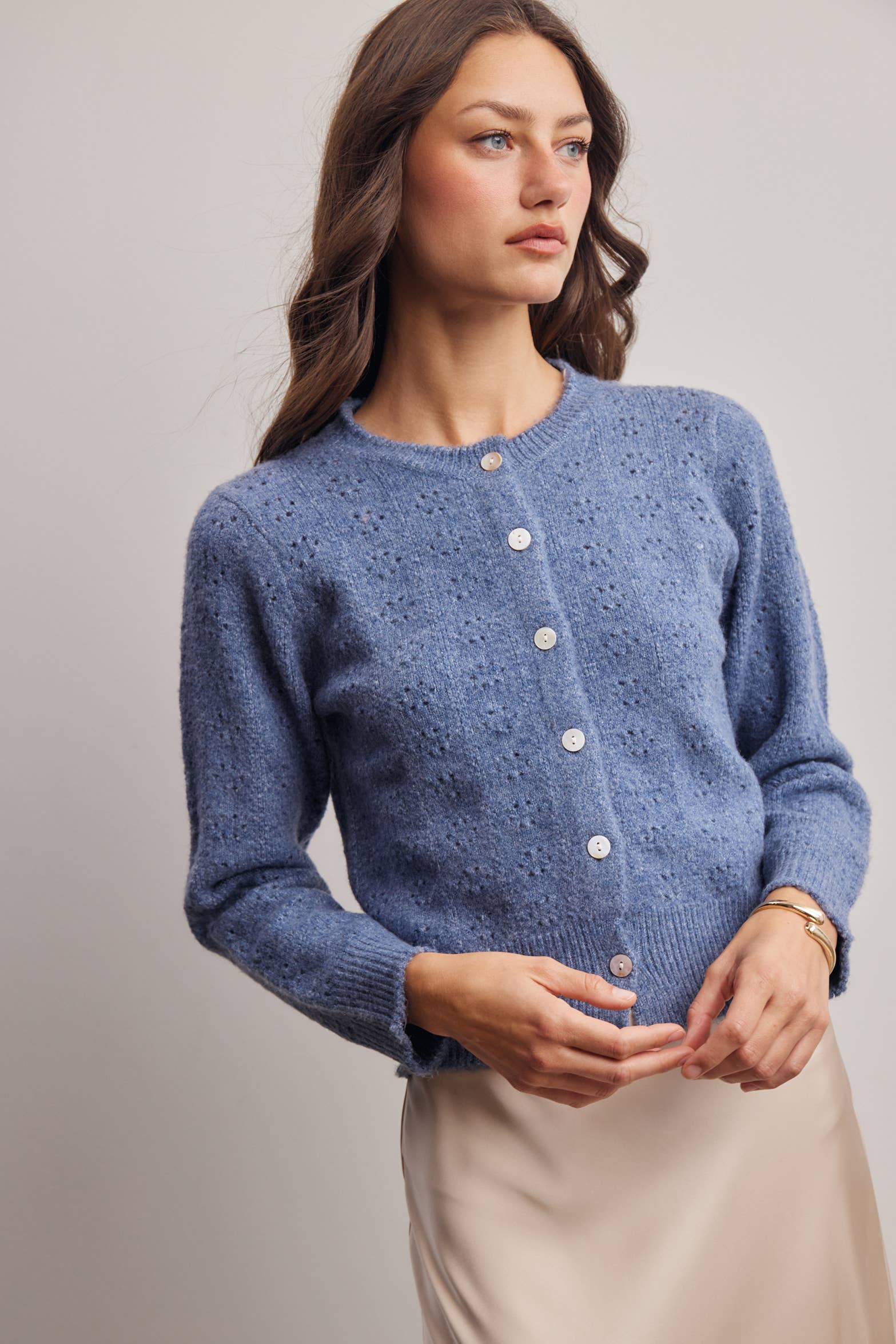 Kasey Pointelle Knit Cardigan