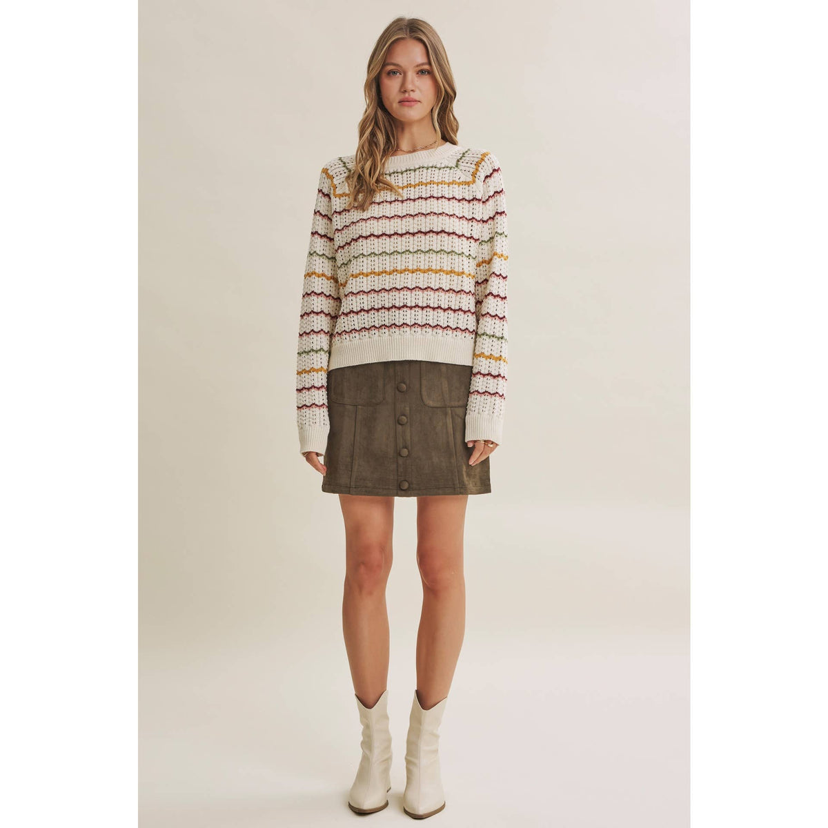 Clover Scallop Stripe Sweater