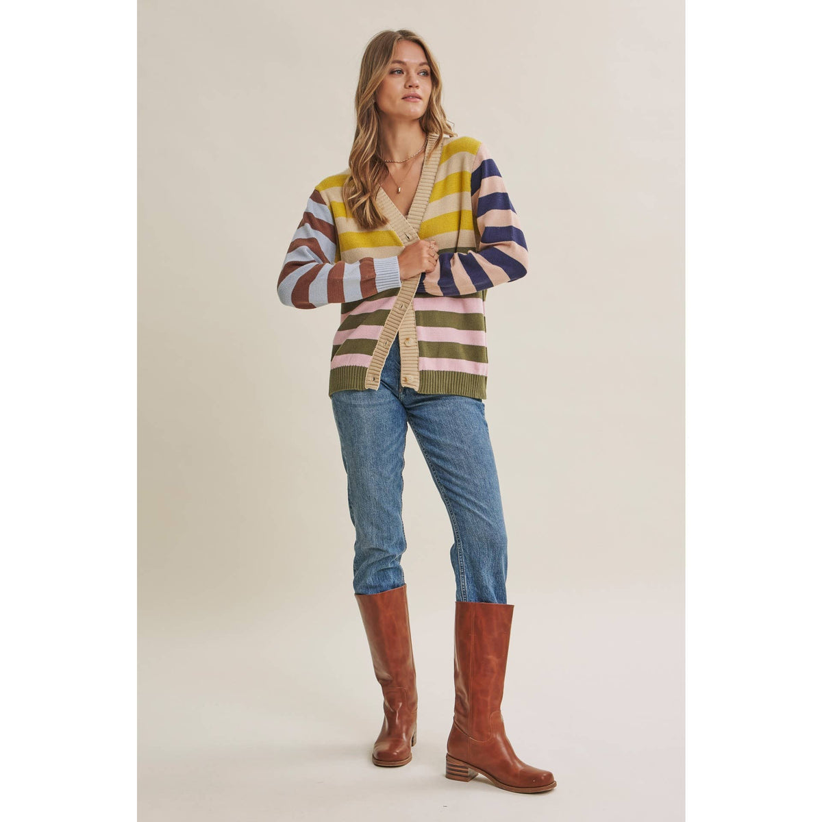 Sally Colorblock Striped Cardigan