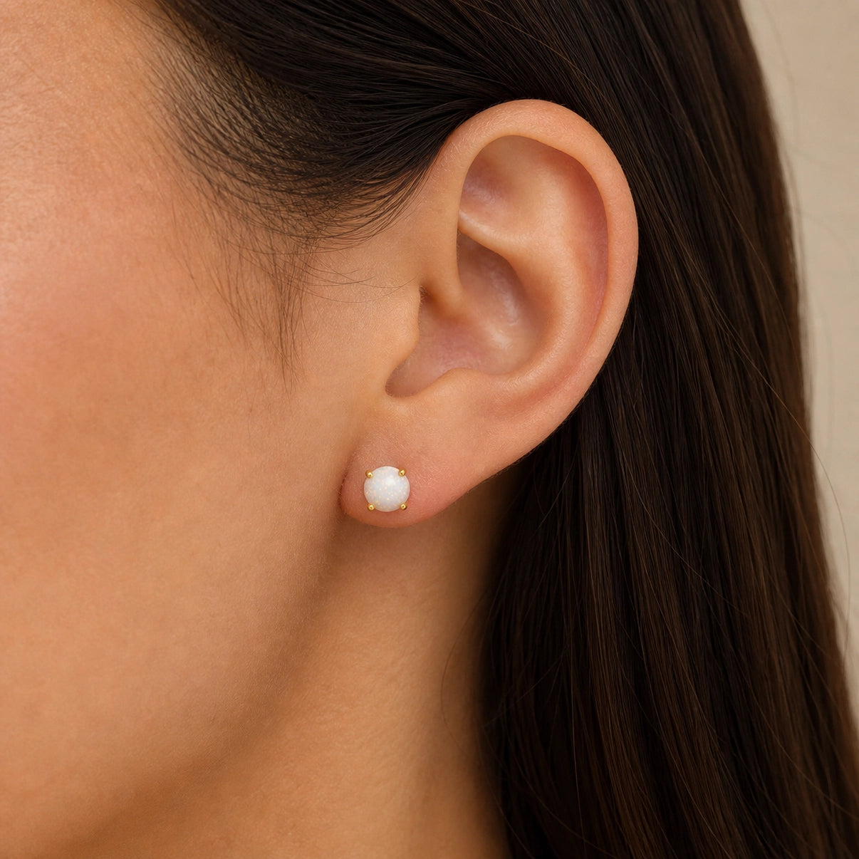 Round Gemstone Gold Earrings