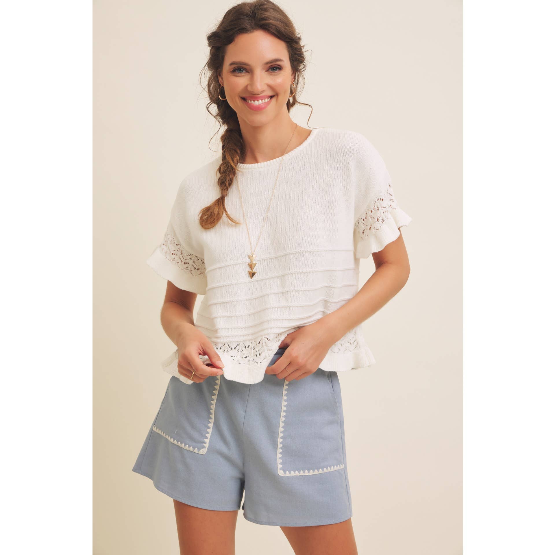 Riley Embroidered Linen Shorts